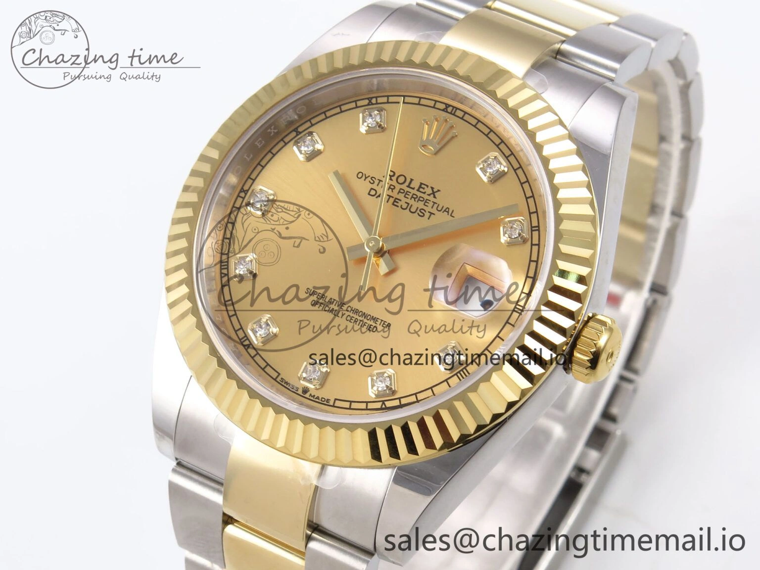 DateJust 41 126333 EWEF Best Edition YG Diamonds Dial on SS YG Oyster Bracelet A3235