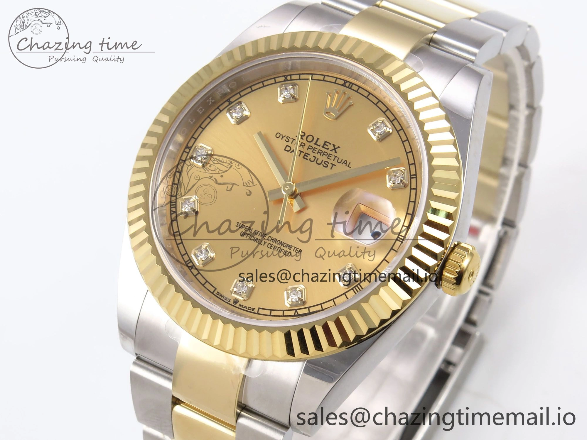 DateJust 41 126333 EWEF Best Edition YG Diamonds Dial on SS YG Oyster Bracelet A3235