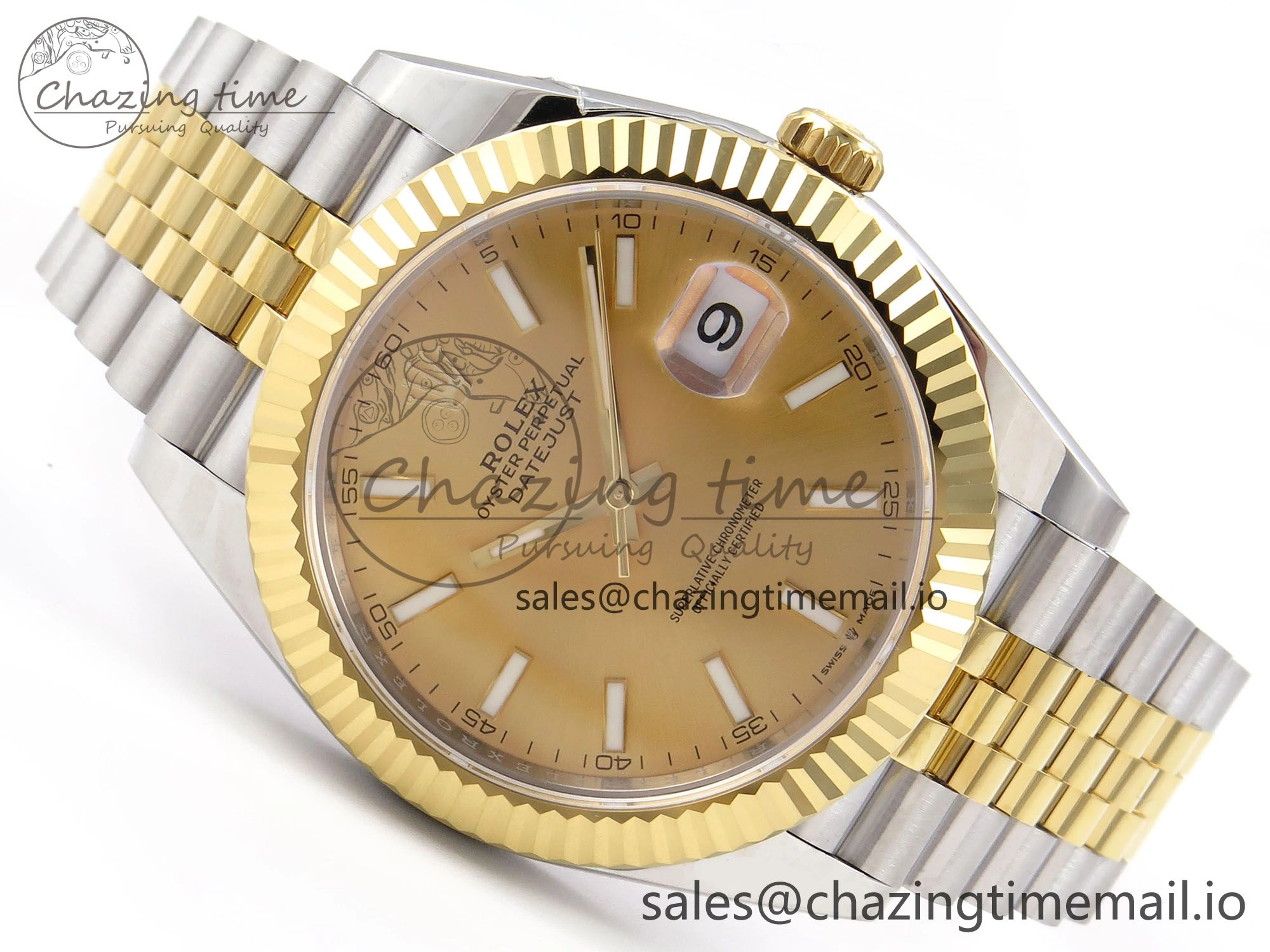 DateJust 41 126333 EWEF Best Edition YG Stick Dial on SS YG Jubilee Bracelet A3235
