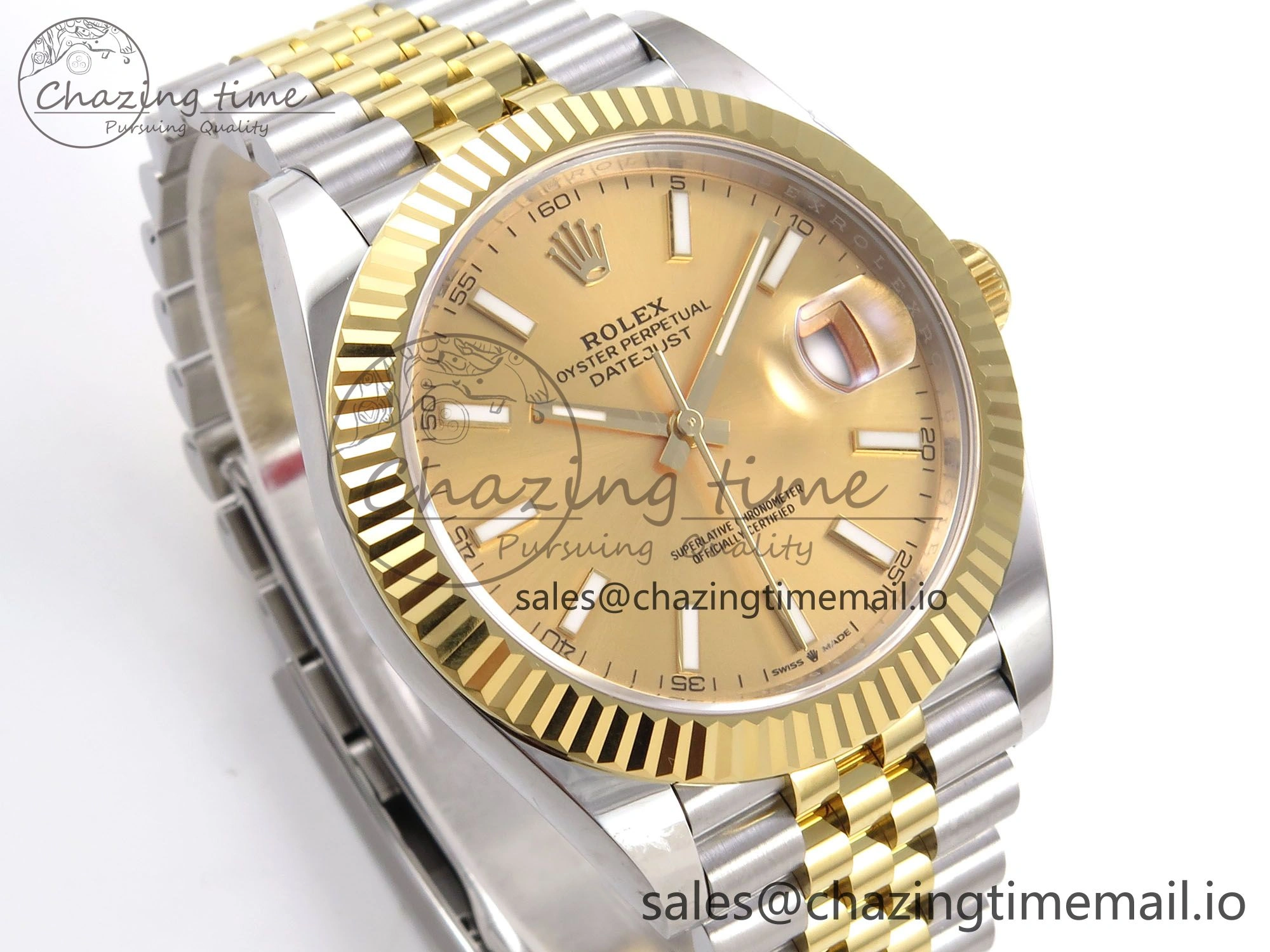 DateJust 41 126333 EWEF Best Edition YG Stick Dial on SS YG Jubilee Bracelet A3235