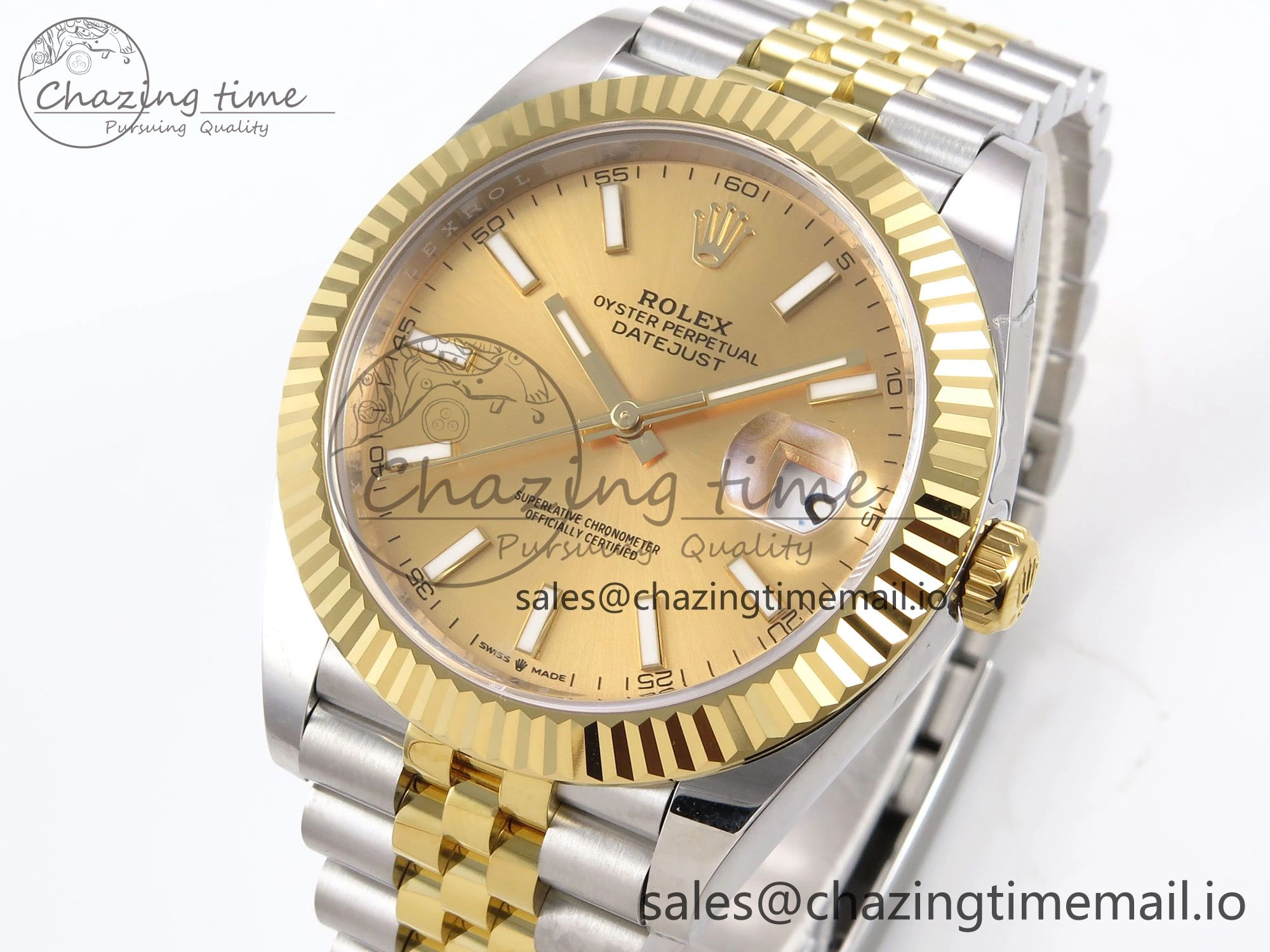 DateJust 41 126333 EWEF Best Edition YG Stick Dial on SS YG Jubilee Bracelet A3235
