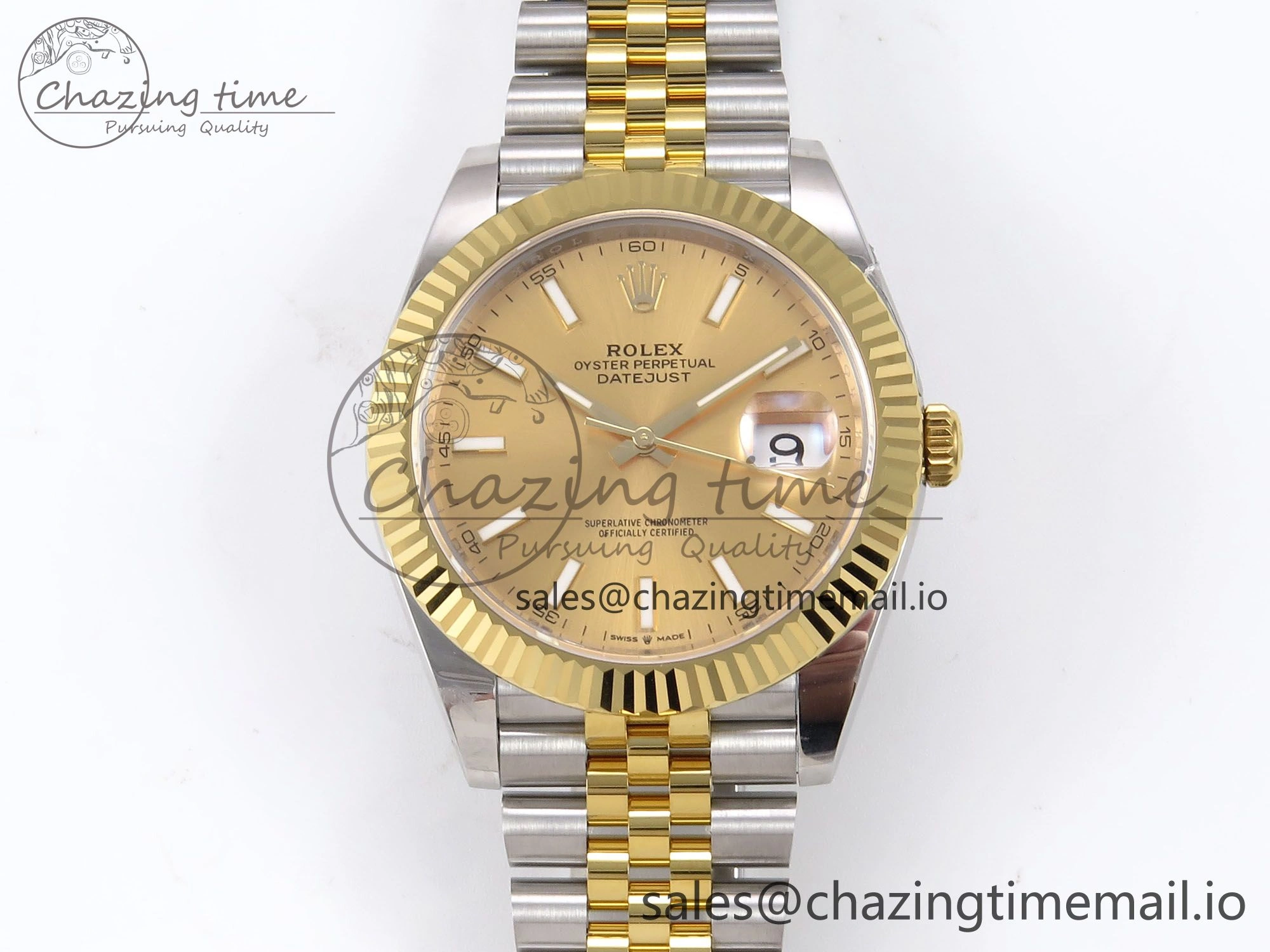 DateJust 41 126333 EWEF Best Edition YG Stick Dial on SS YG Jubilee Bracelet A3235