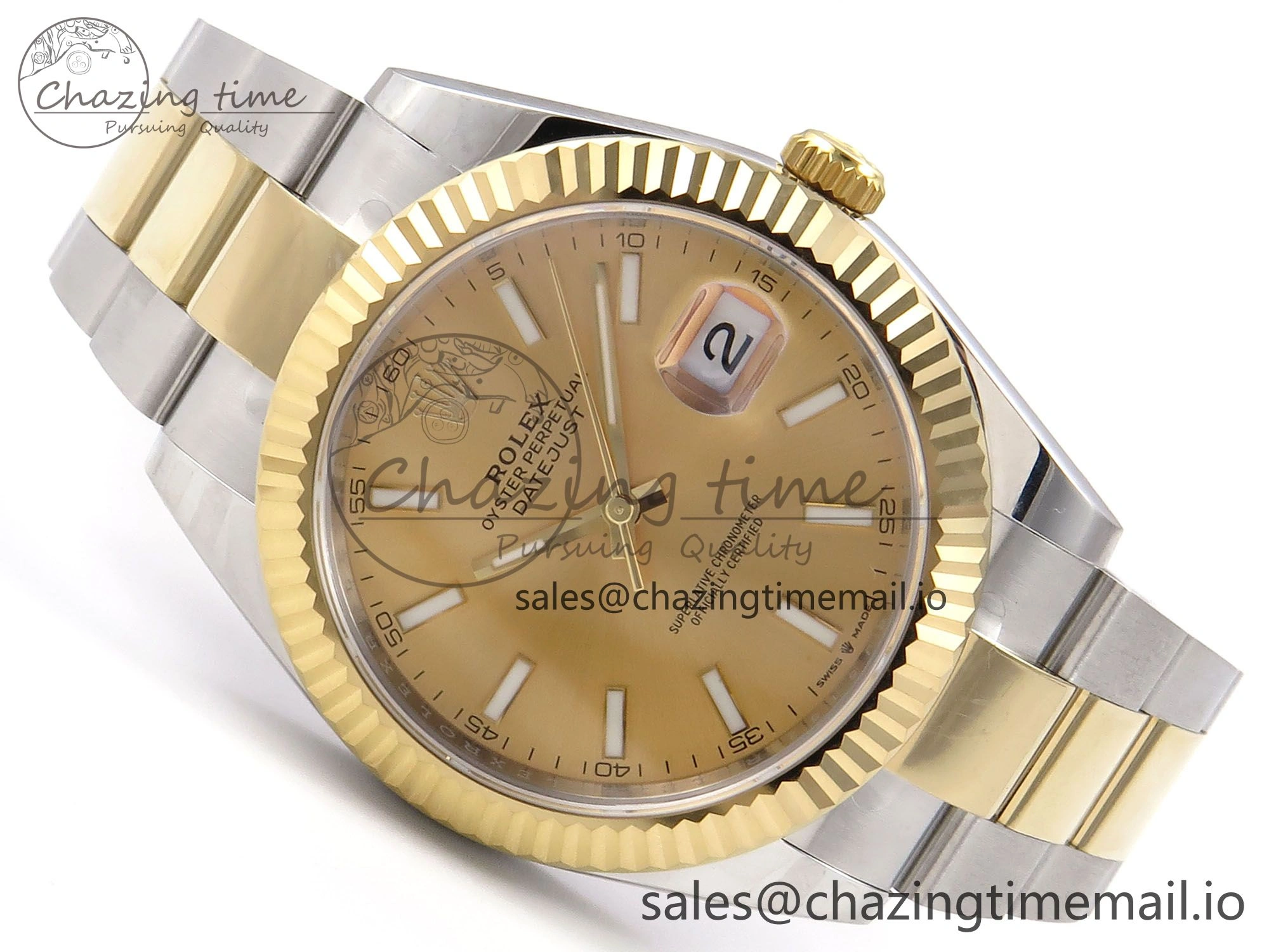 DateJust 41 126333 EWEF Best Edition YG Stick Dial on SS YG Oyster Bracelet A3235