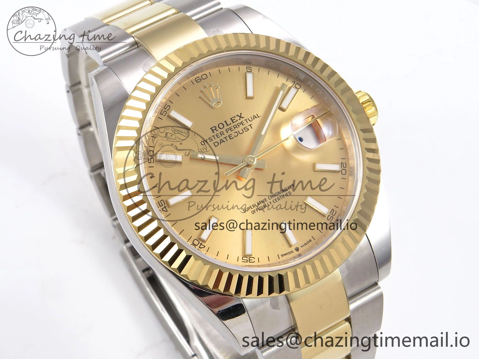 DateJust 41 126333 EWEF Best Edition YG Stick Dial on SS YG Oyster Bracelet A3235