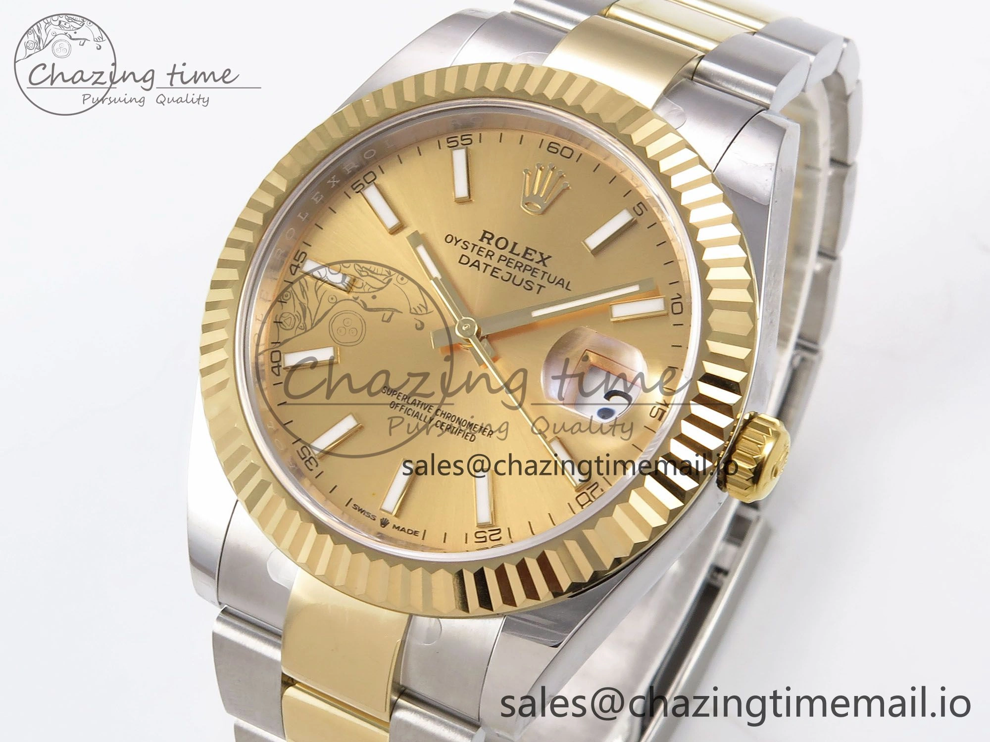 DateJust 41 126333 EWEF Best Edition YG Stick Dial on SS YG Oyster Bracelet A3235