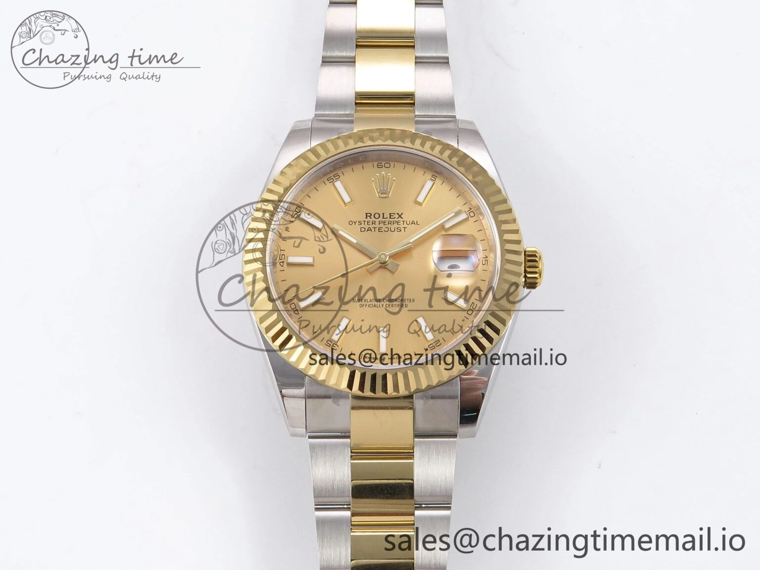 DateJust 41 126333 EWEF Best Edition YG Stick Dial on SS YG Oyster Bracelet A3235