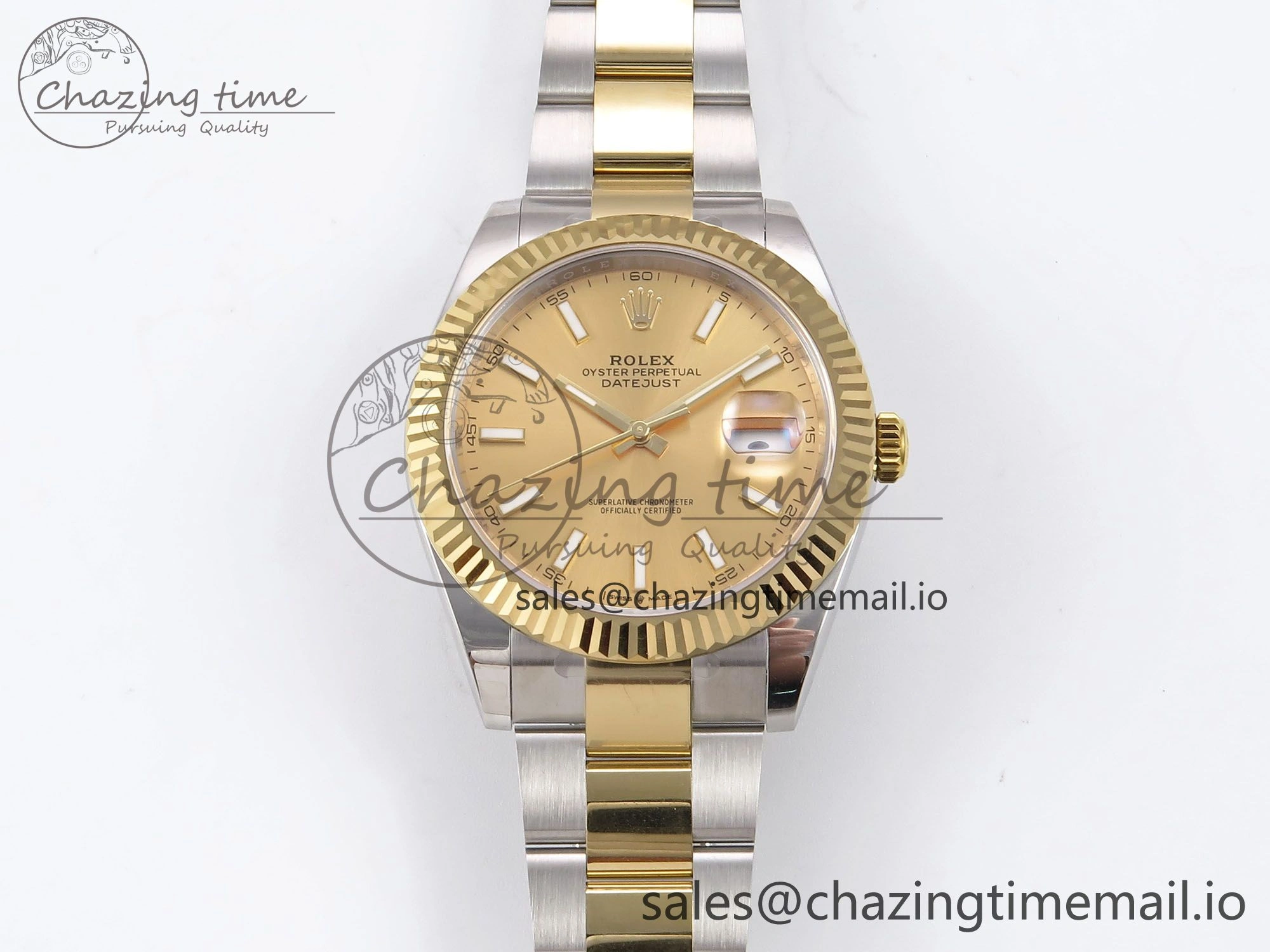 DateJust 41 126333 EWEF Best Edition YG Stick Dial on SS YG Oyster Bracelet A3235