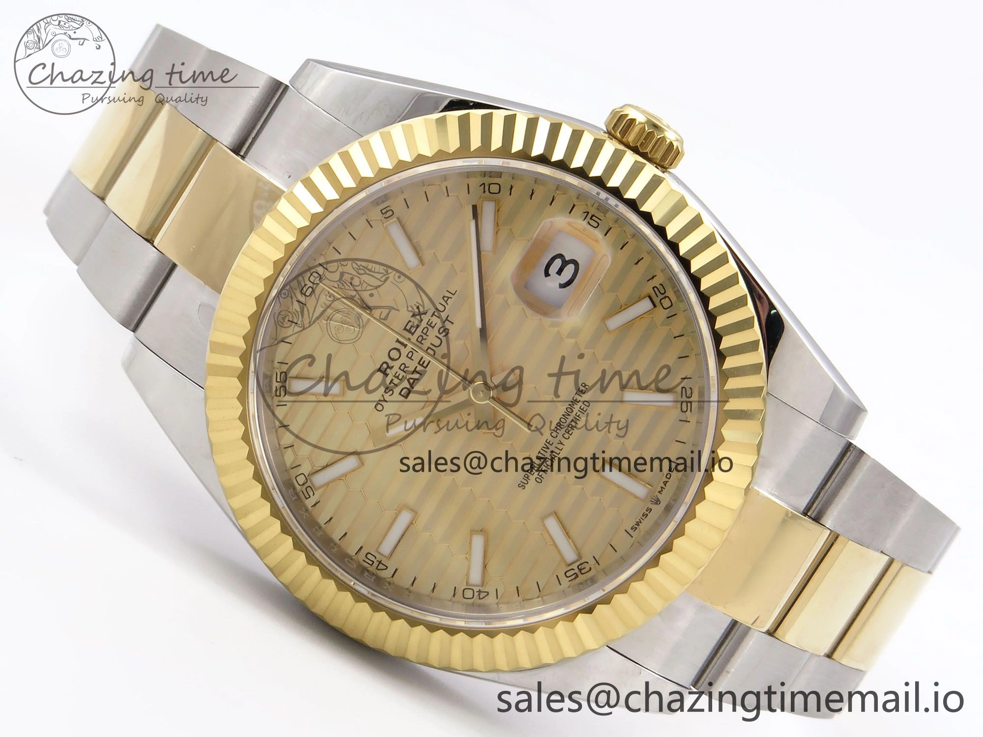 DateJust 41 126333 EWEF Best Edition YG Textured Dial on SS YG Oyster Bracelet A3235