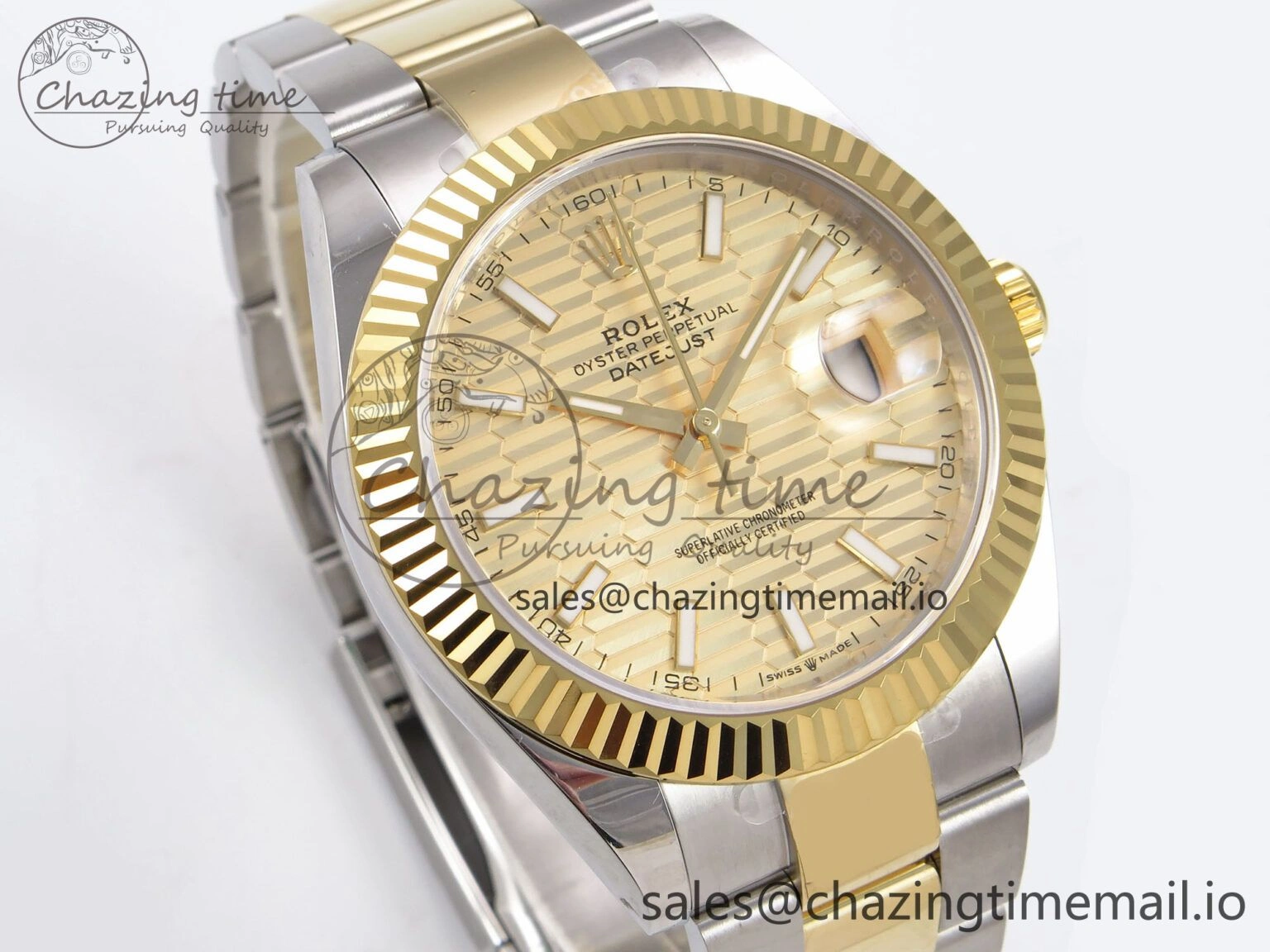 DateJust 41 126333 EWEF Best Edition YG Textured Dial on SS YG Oyster Bracelet A3235