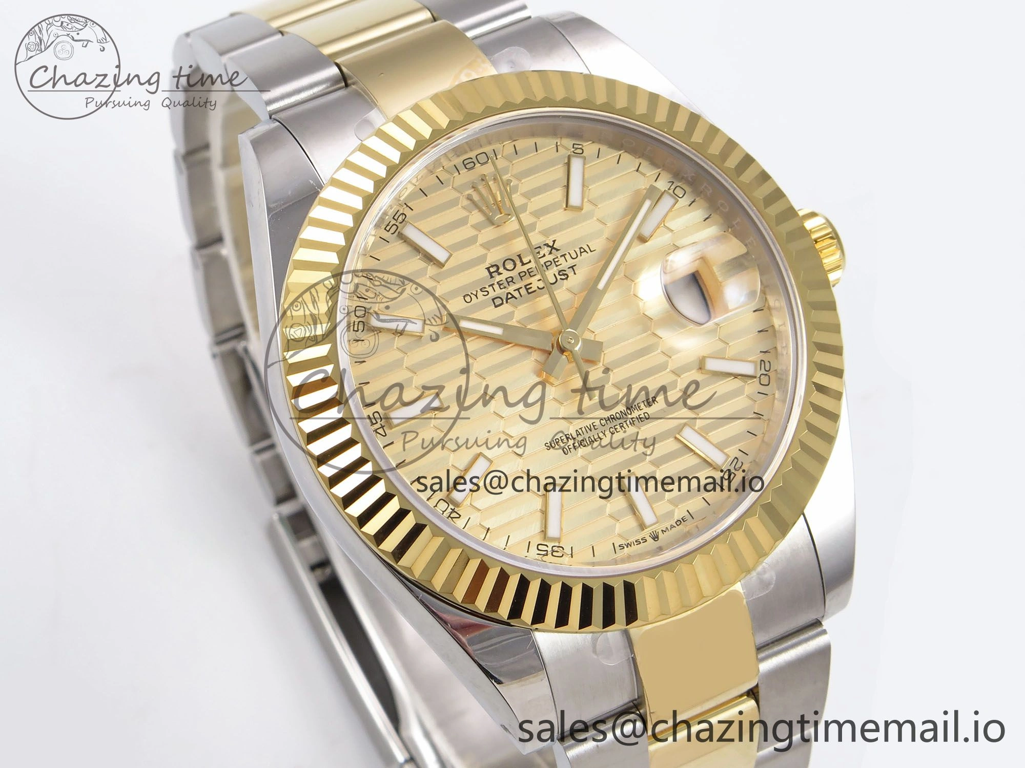 DateJust 41 126333 EWEF Best Edition YG Textured Dial on SS YG Oyster Bracelet A3235