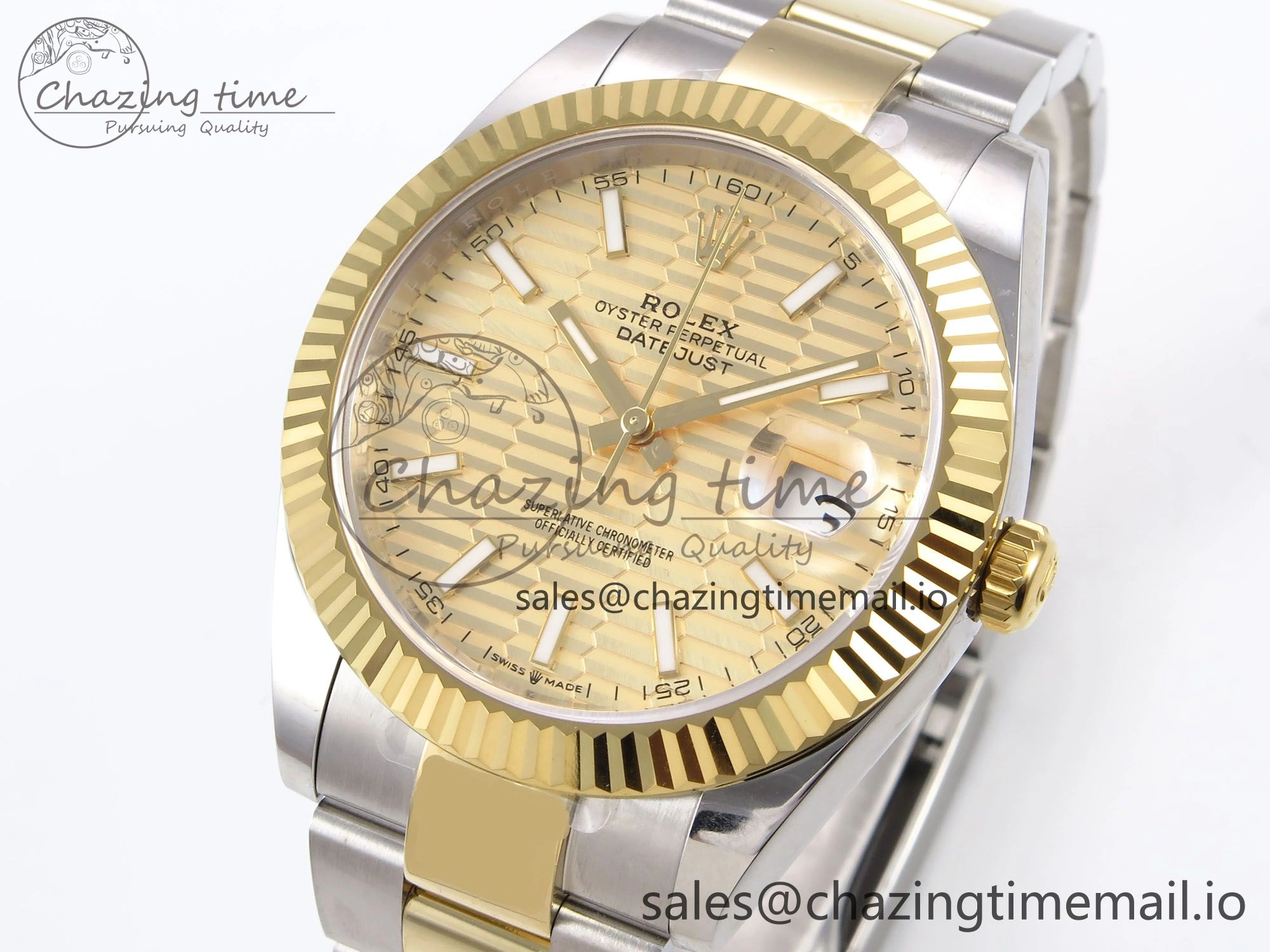 DateJust 41 126333 EWEF Best Edition YG Textured Dial on SS YG Oyster Bracelet A3235