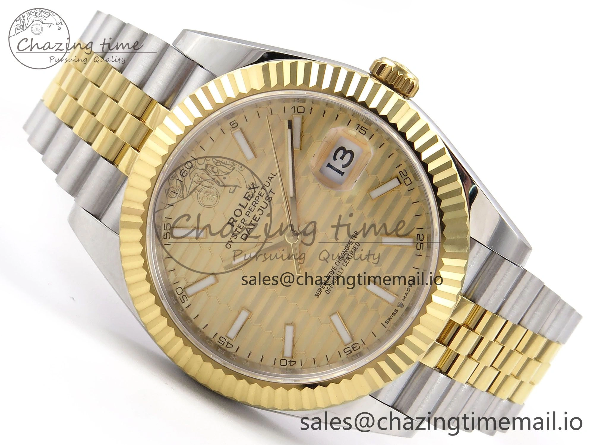 DateJust 41 126333 EWEF Best Edition YG Texuted Dial on SS YG Jubilee Bracelet A3235