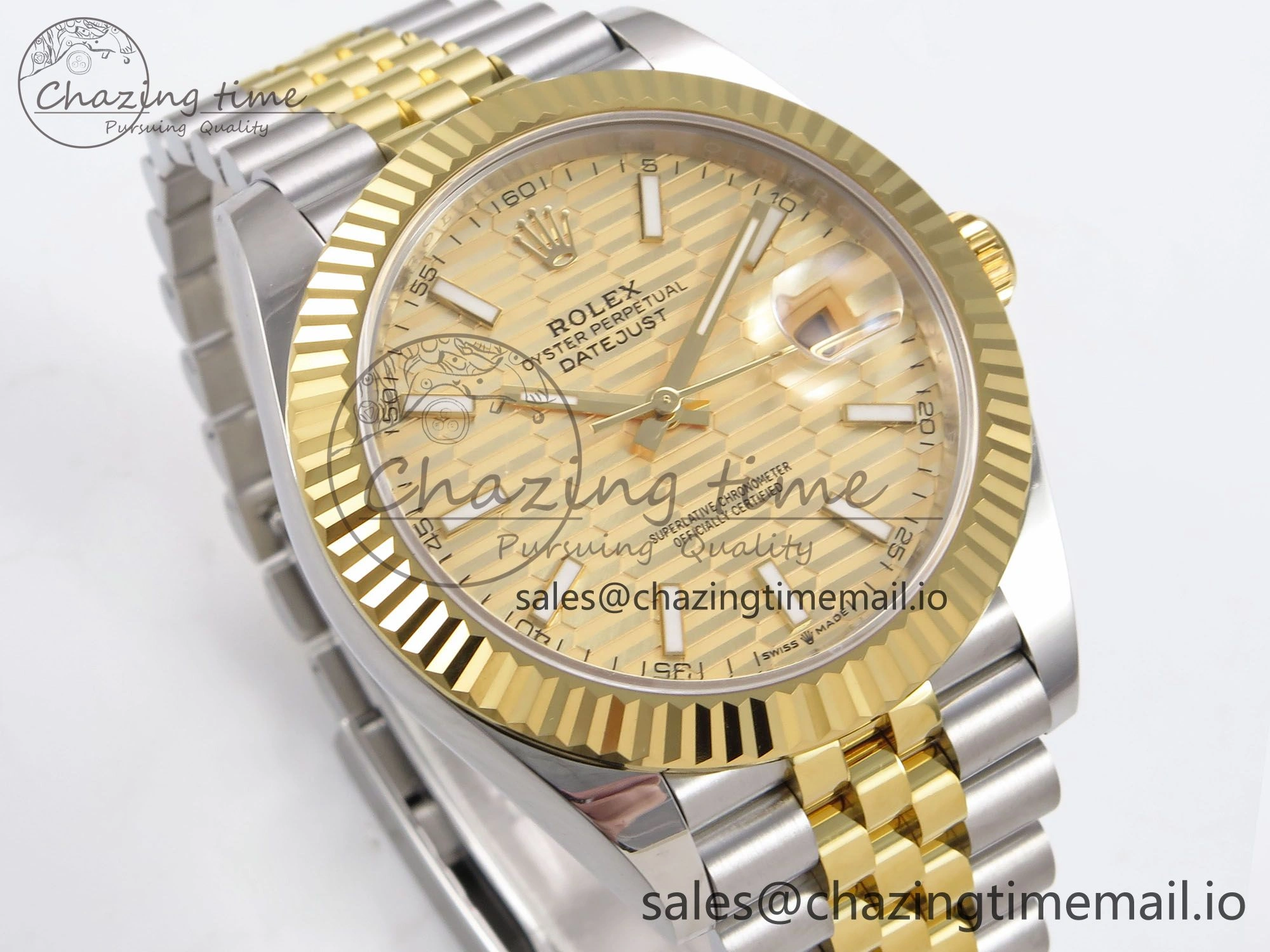 DateJust 41 126333 EWEF Best Edition YG Texuted Dial on SS YG Jubilee Bracelet A3235