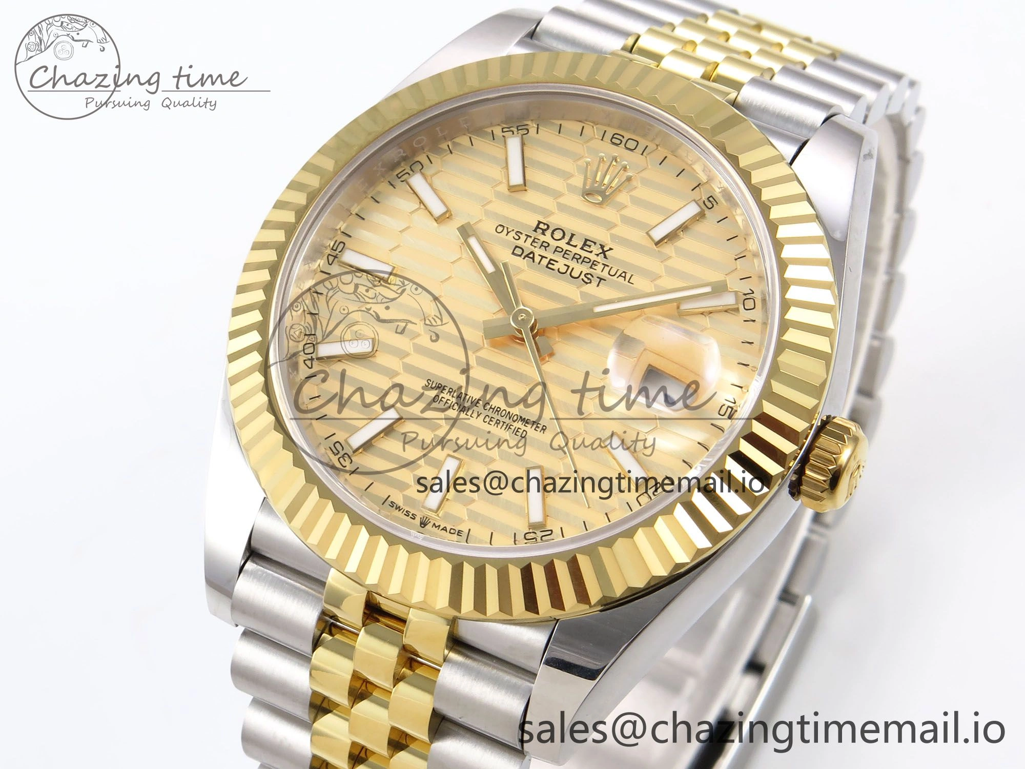 DateJust 41 126333 EWEF Best Edition YG Texuted Dial on SS YG Jubilee Bracelet A3235