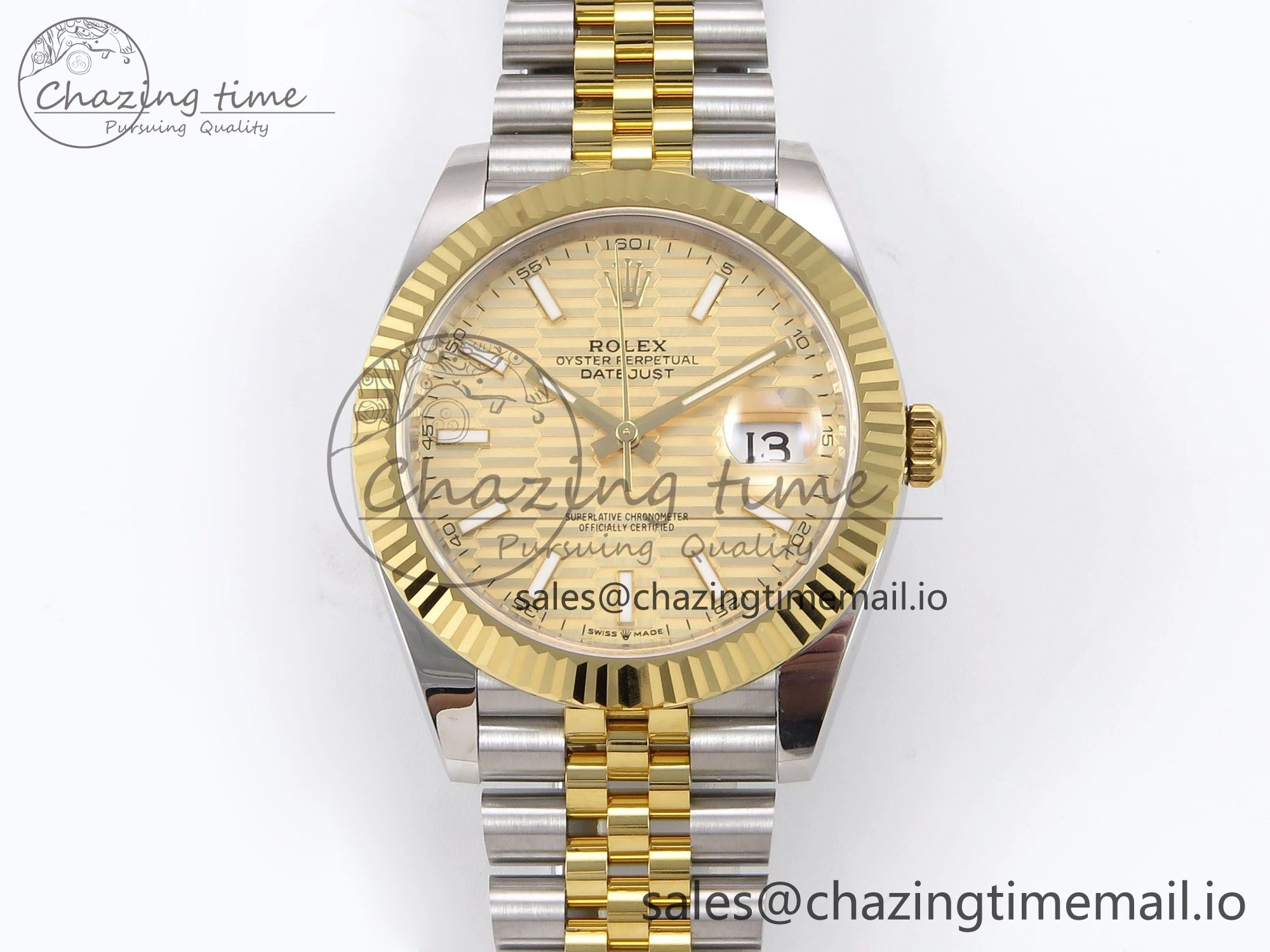 DateJust 41 126333 EWEF Best Edition YG Texuted Dial on SS YG Jubilee Bracelet A3235
