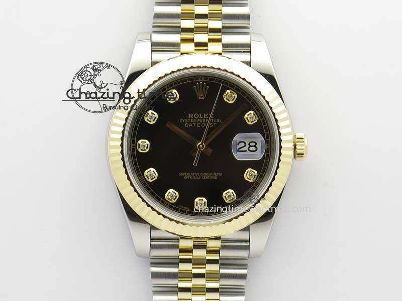 DateJust 41 126333 Noob 1:1 Best Edition YG Wrapped Black Dial Diam On SS YG Bracelet A3235