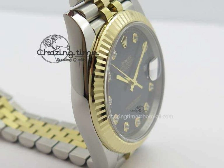 DateJust 41 126333 Noob 1:1 Best Edition YG Wrapped Black Dial Diam On SS YG Bracelet A3235