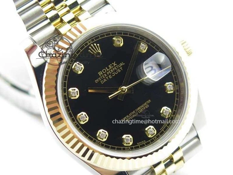 DateJust 41 126333 Noob 1:1 Best Edition YG Wrapped Black Dial Diam On SS YG Bracelet A3235