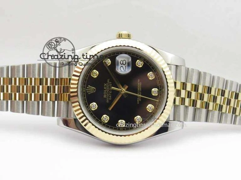 DateJust 41 126333 Noob 1:1 Best Edition YG Wrapped Black Dial Diam On SS YG Bracelet A3235