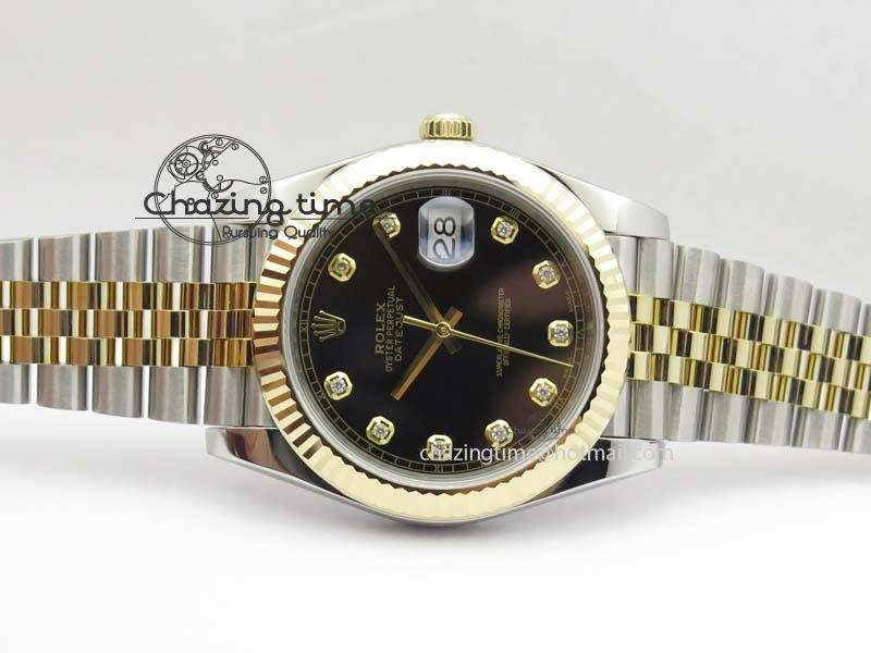 DateJust 41 126333 Noob 1:1 Best Edition YG Wrapped Black Dial Diam On SS YG Bracelet A3235