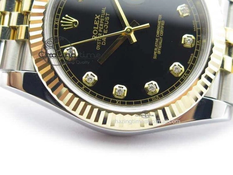 DateJust 41 126333 Noob 1:1 Best Edition YG Wrapped Black Dial Diam On SS YG Bracelet A3235