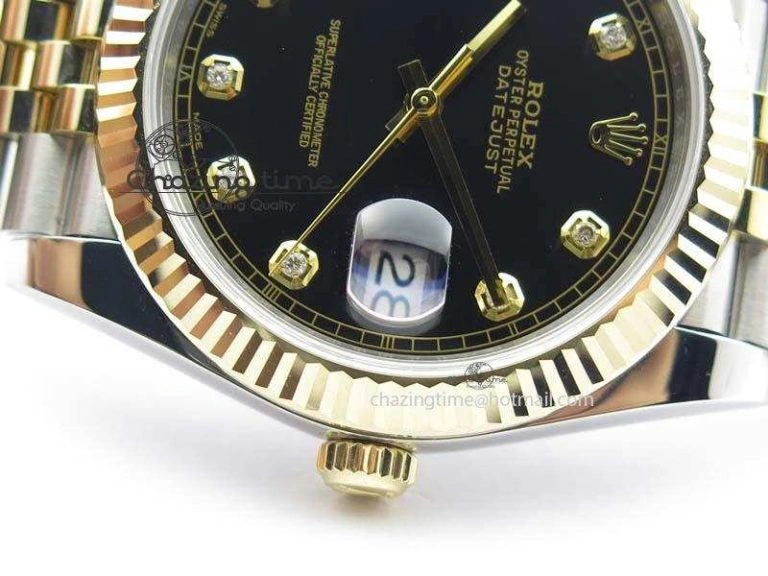 DateJust 41 126333 Noob 1:1 Best Edition YG Wrapped Black Dial Diam On SS YG Bracelet A3235
