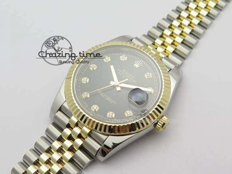 DateJust 41 126333 Noob 1:1 Best Edition YG Wrapped Black Dial Diam On SS YG Bracelet A3235