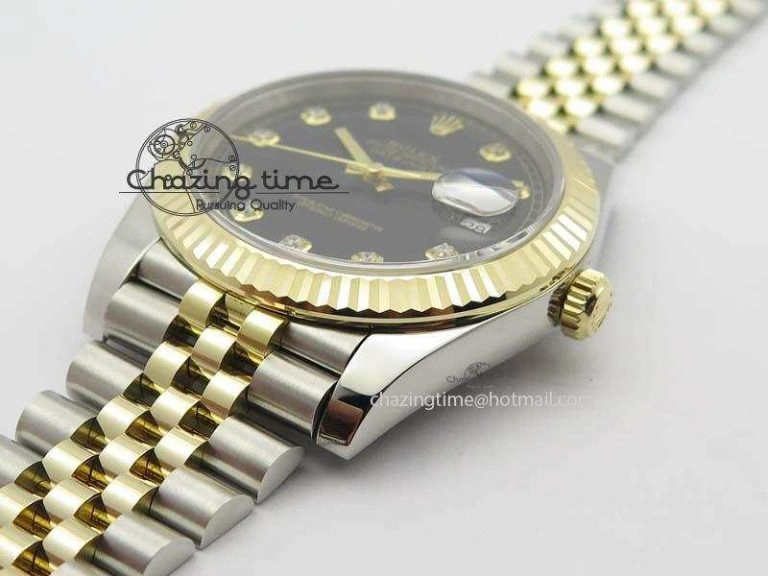 DateJust 41 126333 Noob 1:1 Best Edition YG Wrapped Black Dial Diam On SS YG Bracelet A3235