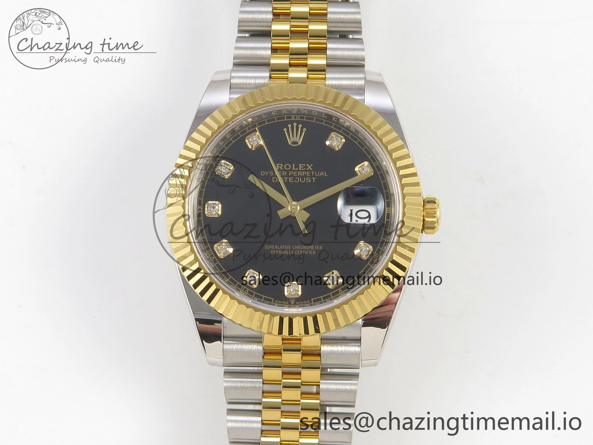 DateJust 41 126333 SS YG ARF 1:1 Best Edition Black Diamonds Dial on Jubilee Bracelet SH3235 (Weighted)
