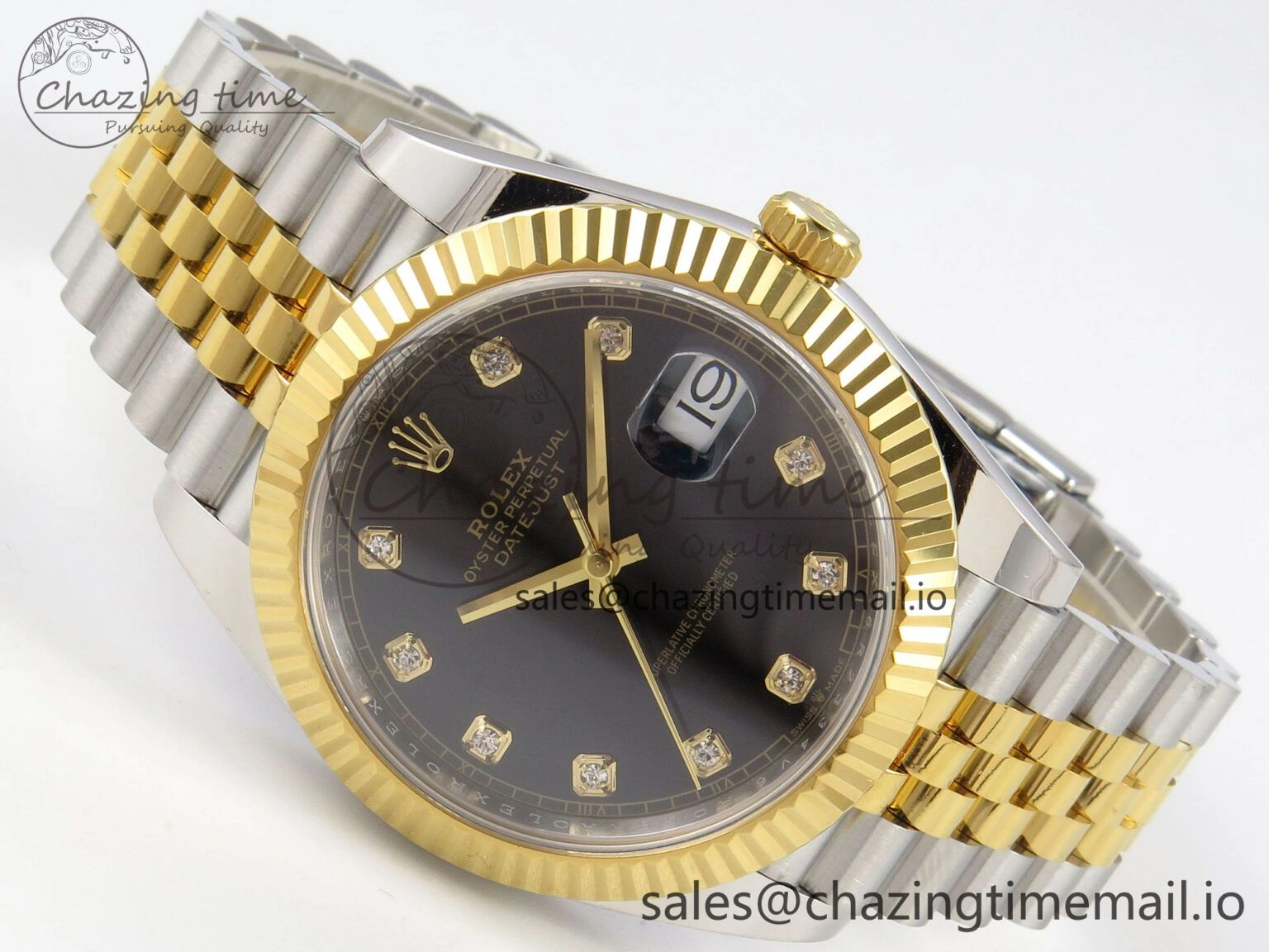 DateJust 41 126333 SS YG ARF 1:1 Best Edition Black Diamonds Dial on Jubilee Bracelet SH3235 (Weighted)