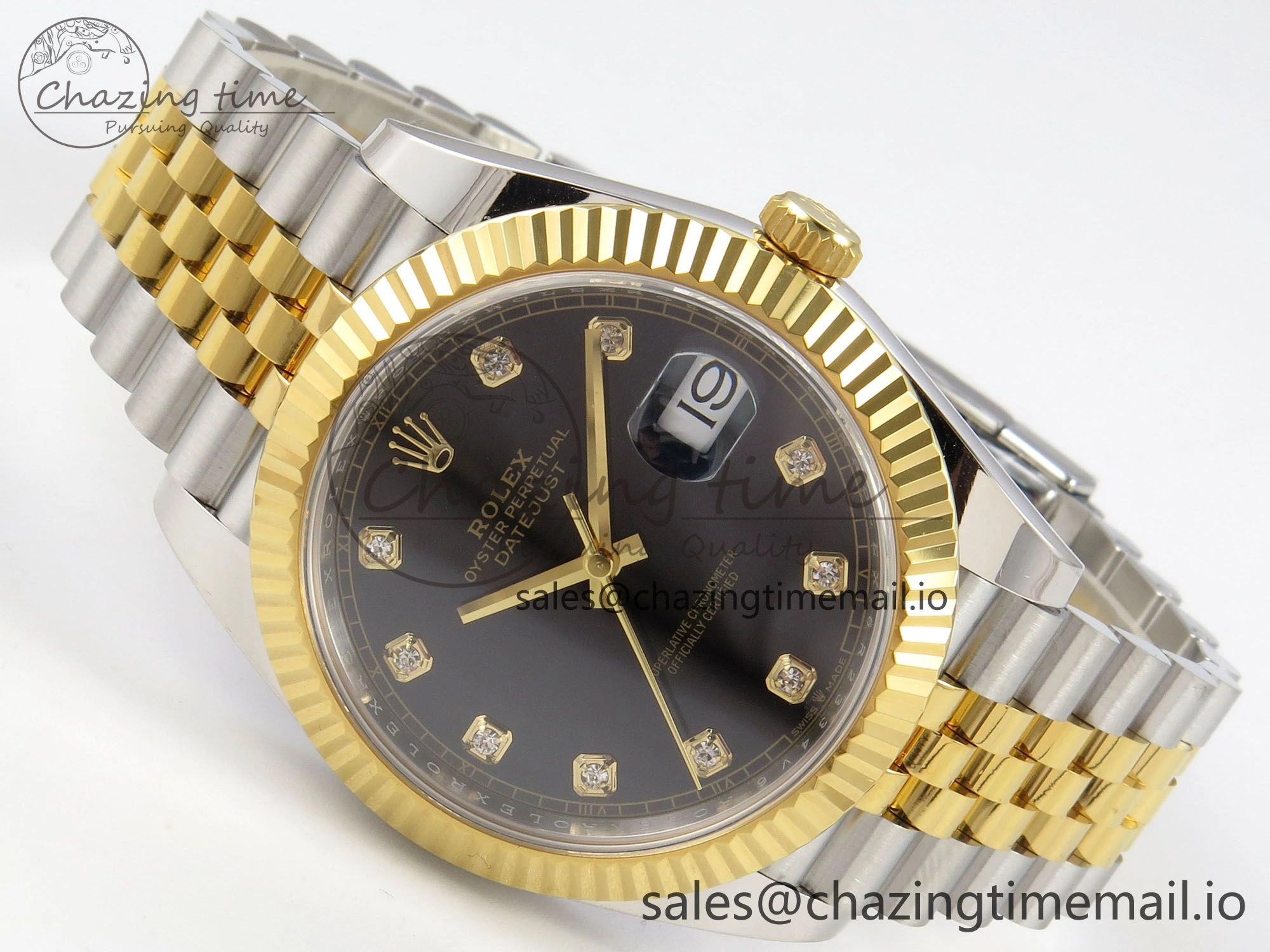 DateJust 41 126333 SS YG ARF 1:1 Best Edition Black Diamonds Dial on Jubilee Bracelet SH3235 (Weighted)