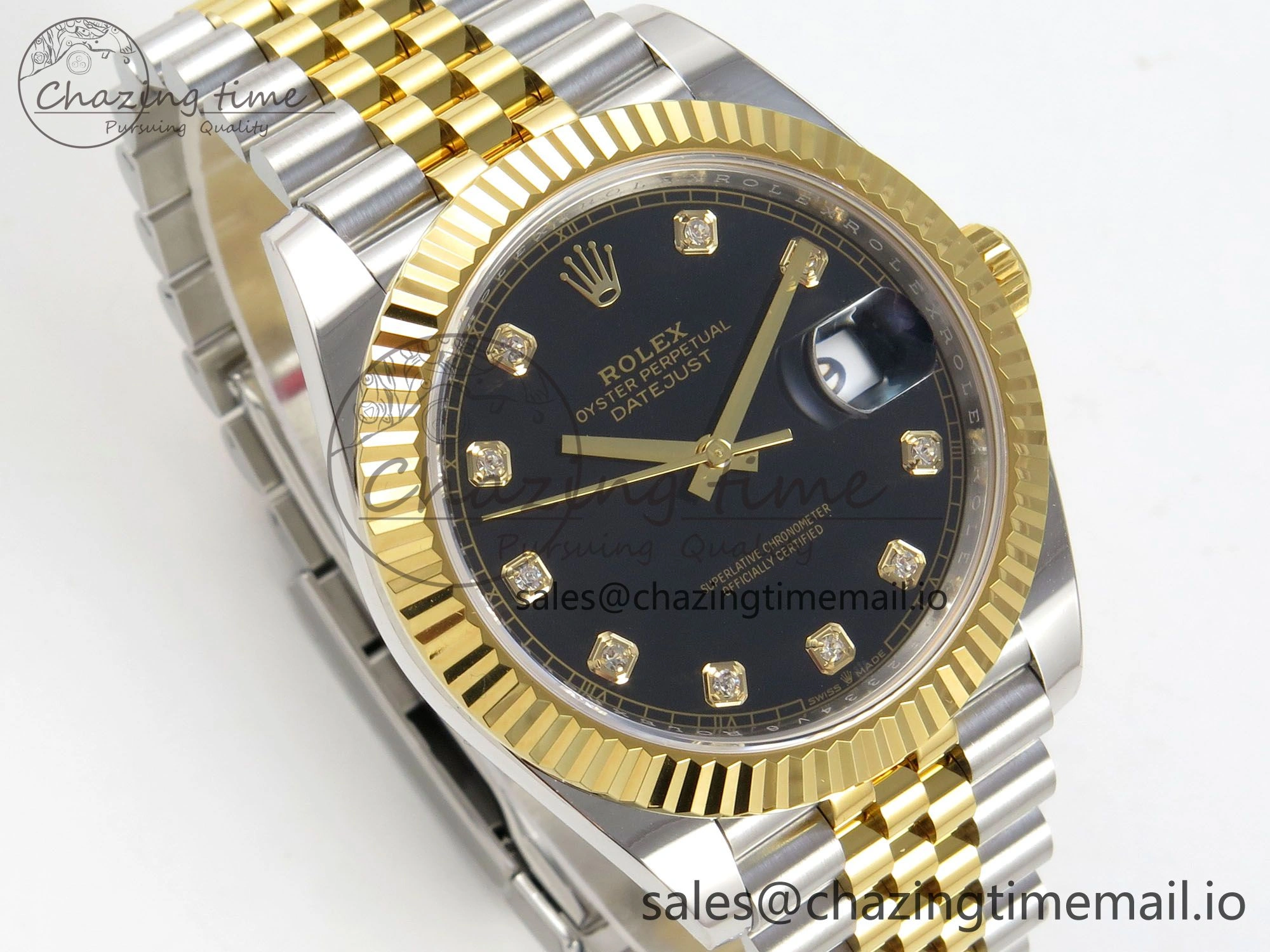 DateJust 41 126333 SS YG ARF 1:1 Best Edition Black Diamonds Dial on Jubilee Bracelet SH3235 (Weighted)