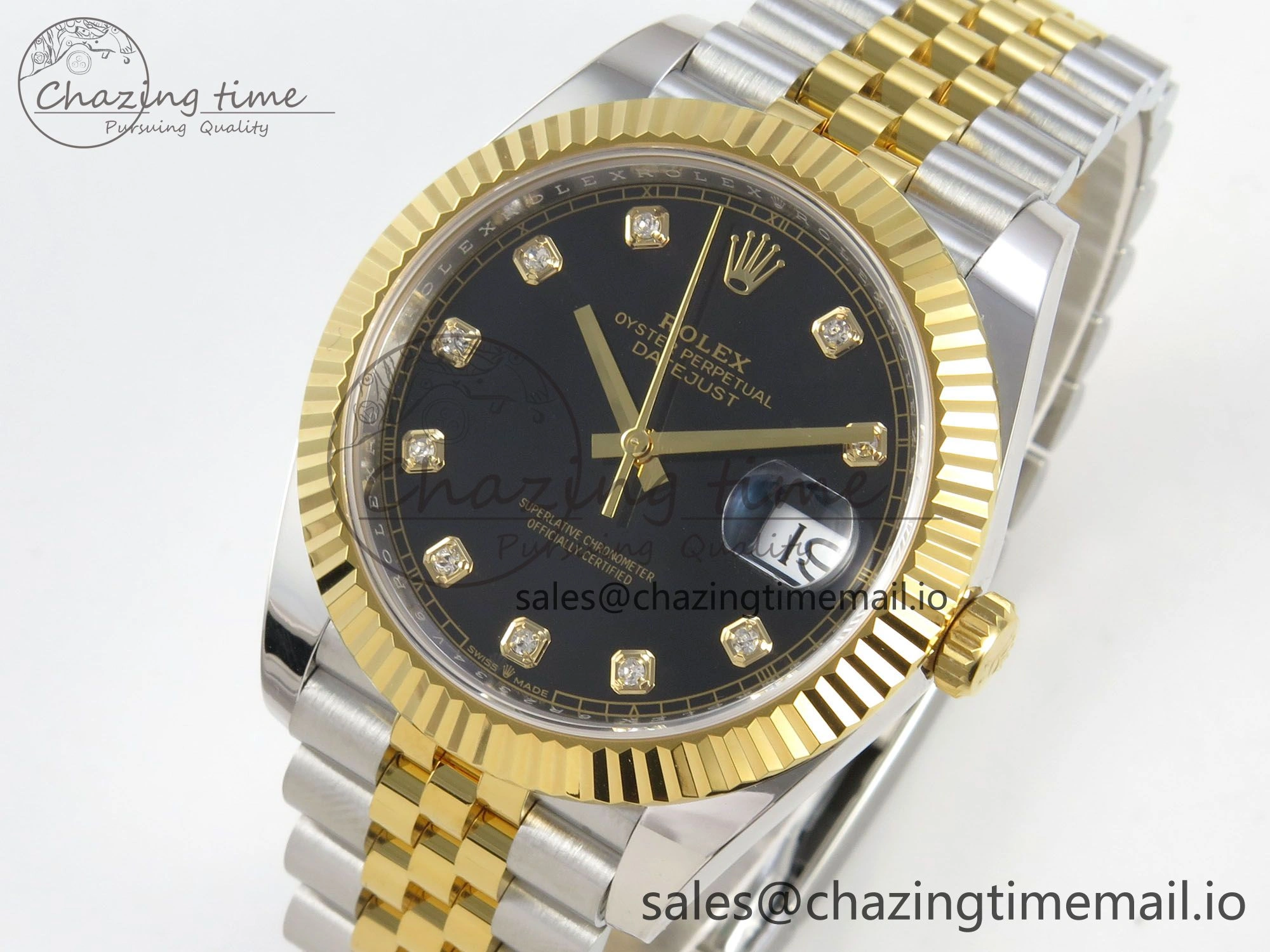 DateJust 41 126333 SS YG ARF 1:1 Best Edition Black Diamonds Dial on Jubilee Bracelet SH3235 (Weighted)