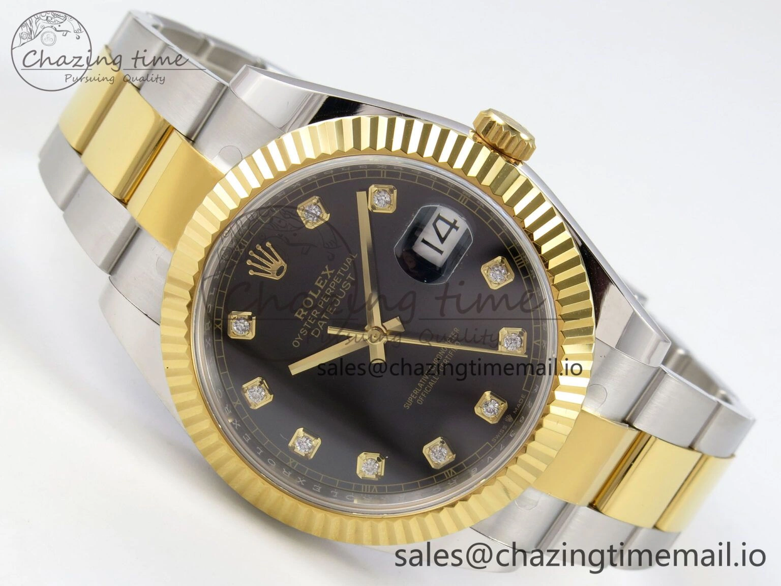 DateJust 41 126333 SS YG ARF 1:1 Best Edition Black Diamonds Dial on Oyster Bracelet SH3235 (Weighted)