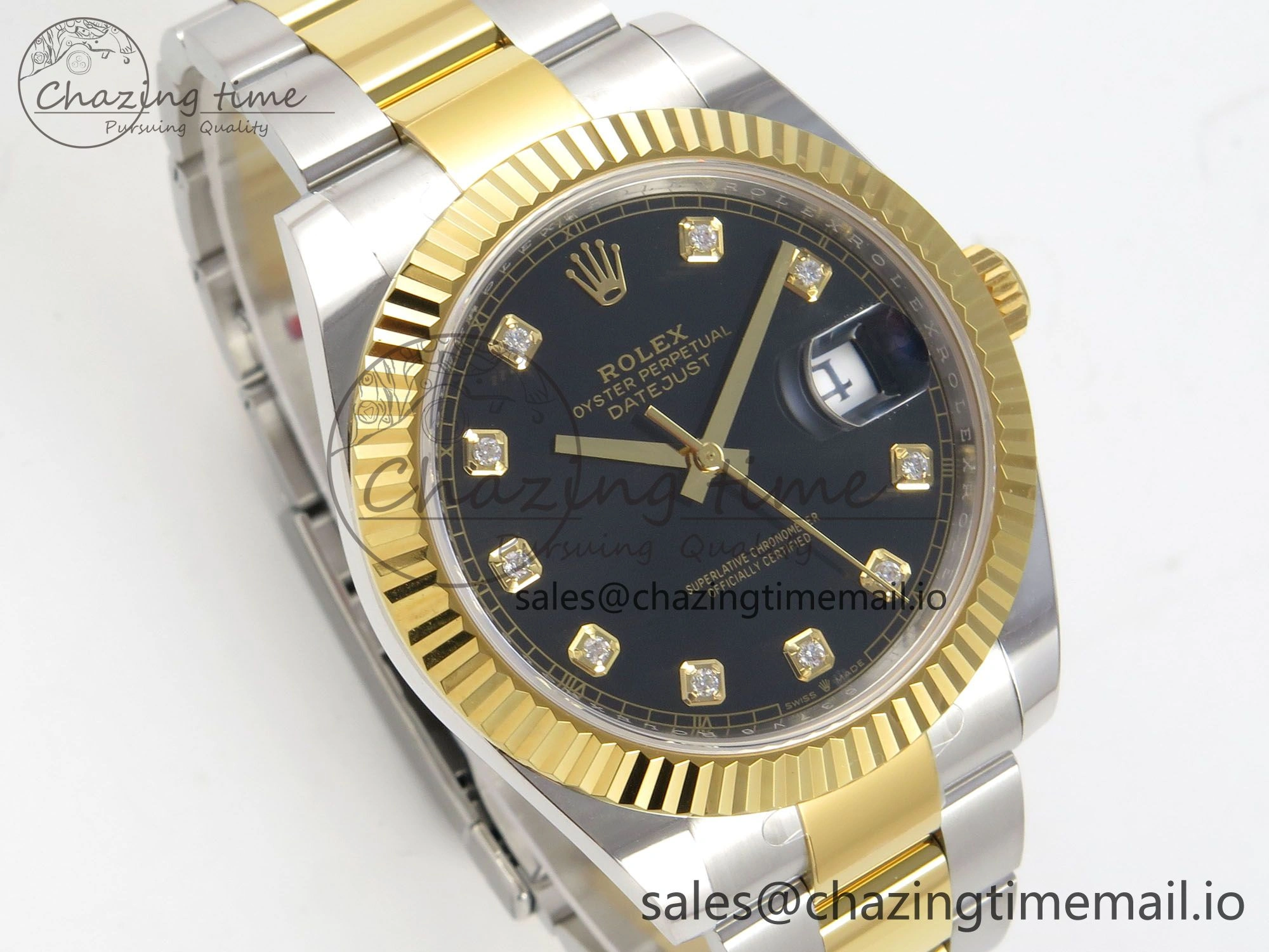 DateJust 41 126333 SS YG ARF 1:1 Best Edition Black Diamonds Dial on Oyster Bracelet SH3235 (Weighted)