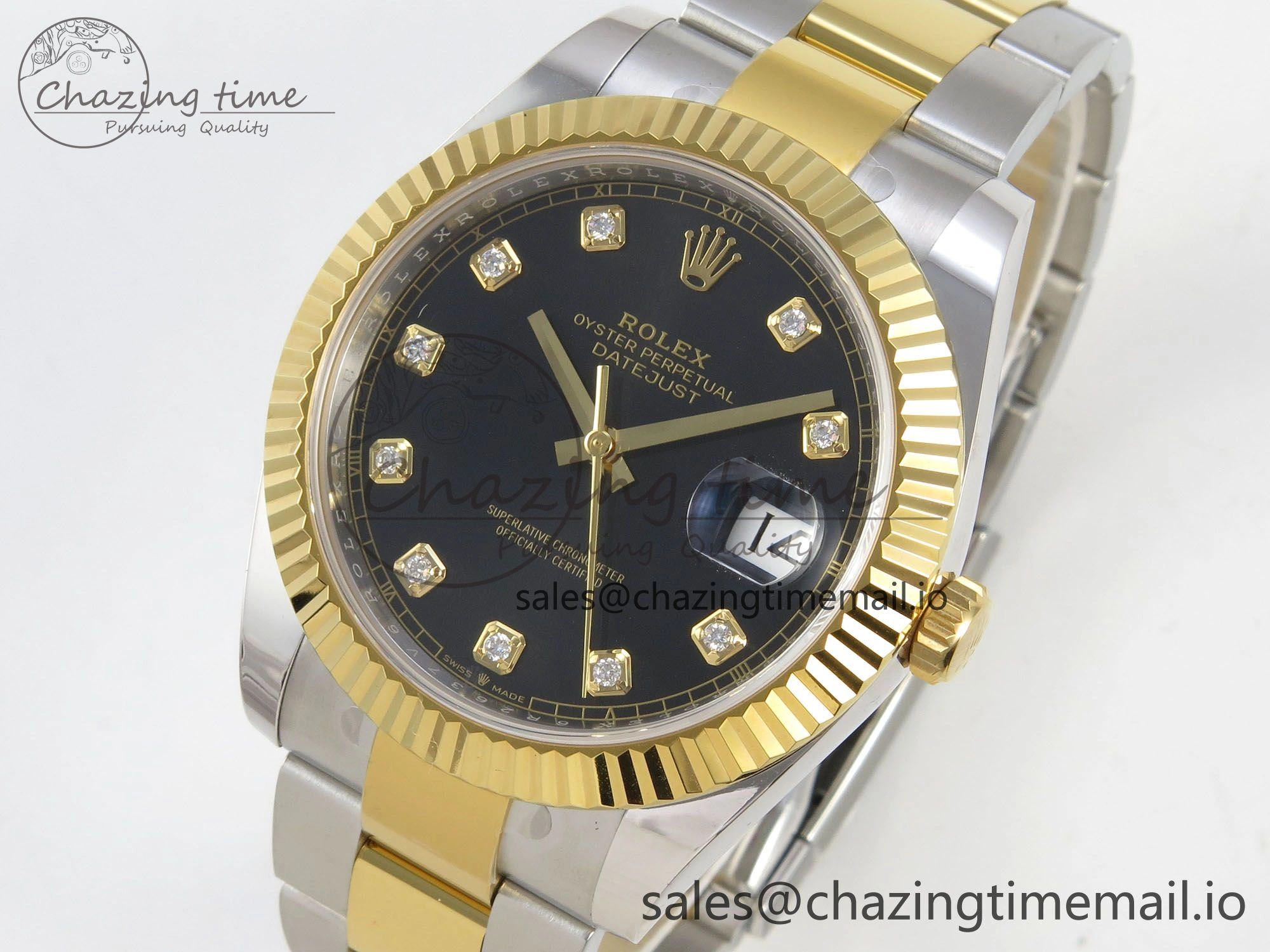 DateJust 41 126333 SS YG ARF 1:1 Best Edition Black Diamonds Dial on Oyster Bracelet SH3235 (Weighted)