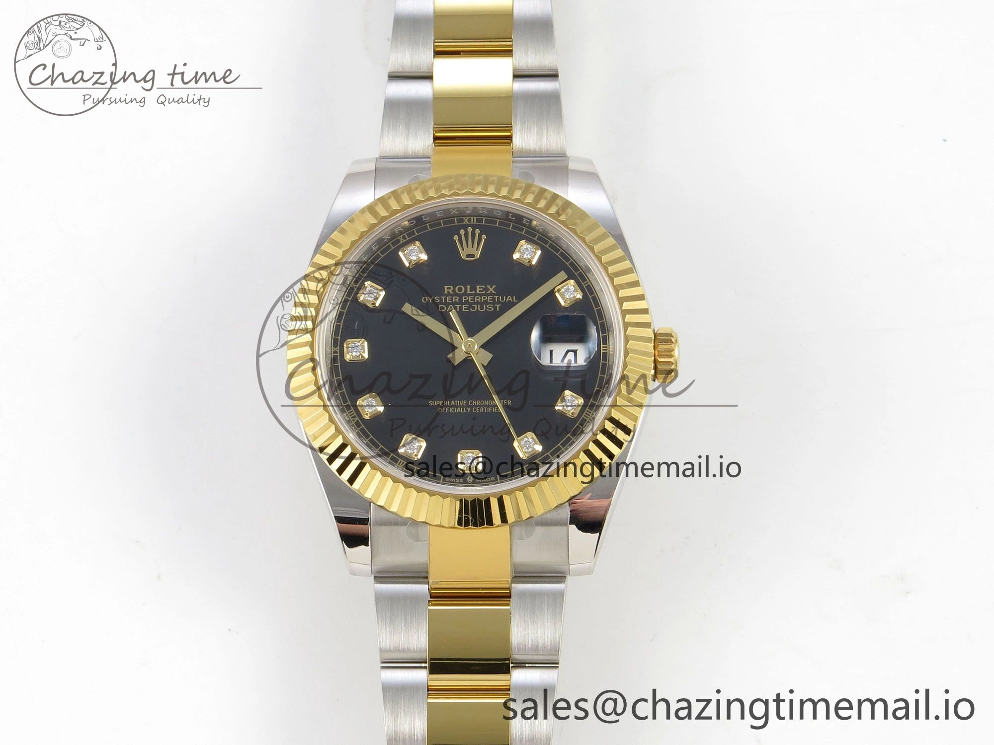 DateJust 41 126333 SS YG ARF 1:1 Best Edition Black Diamonds Dial on Oyster Bracelet SH3235 (Weighted)