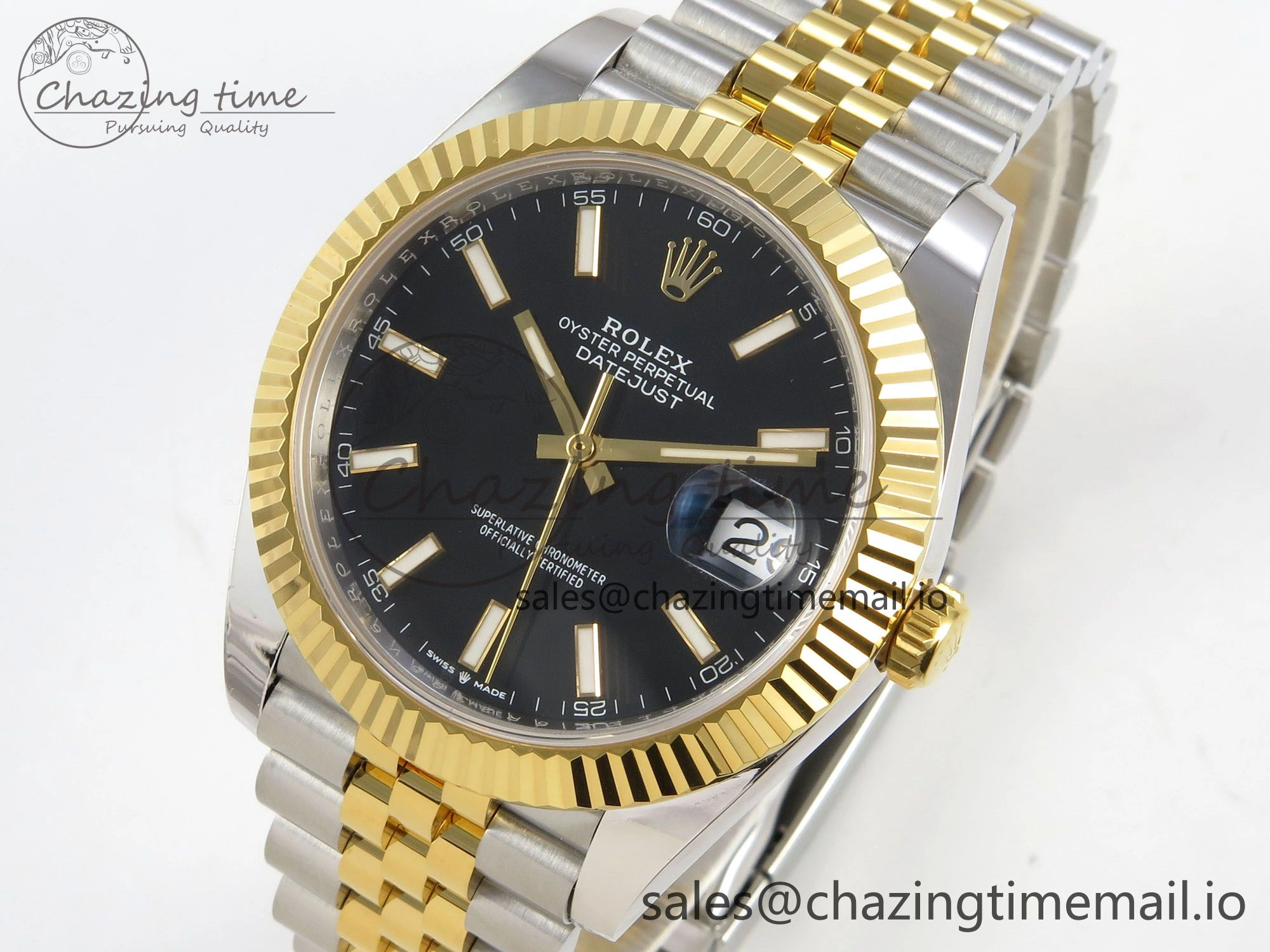 DateJust 41 126333 SS YG ARF 1:1 Best Edition Black Stick Dial on Jubilee Bracelet SH3235 (Weighted)