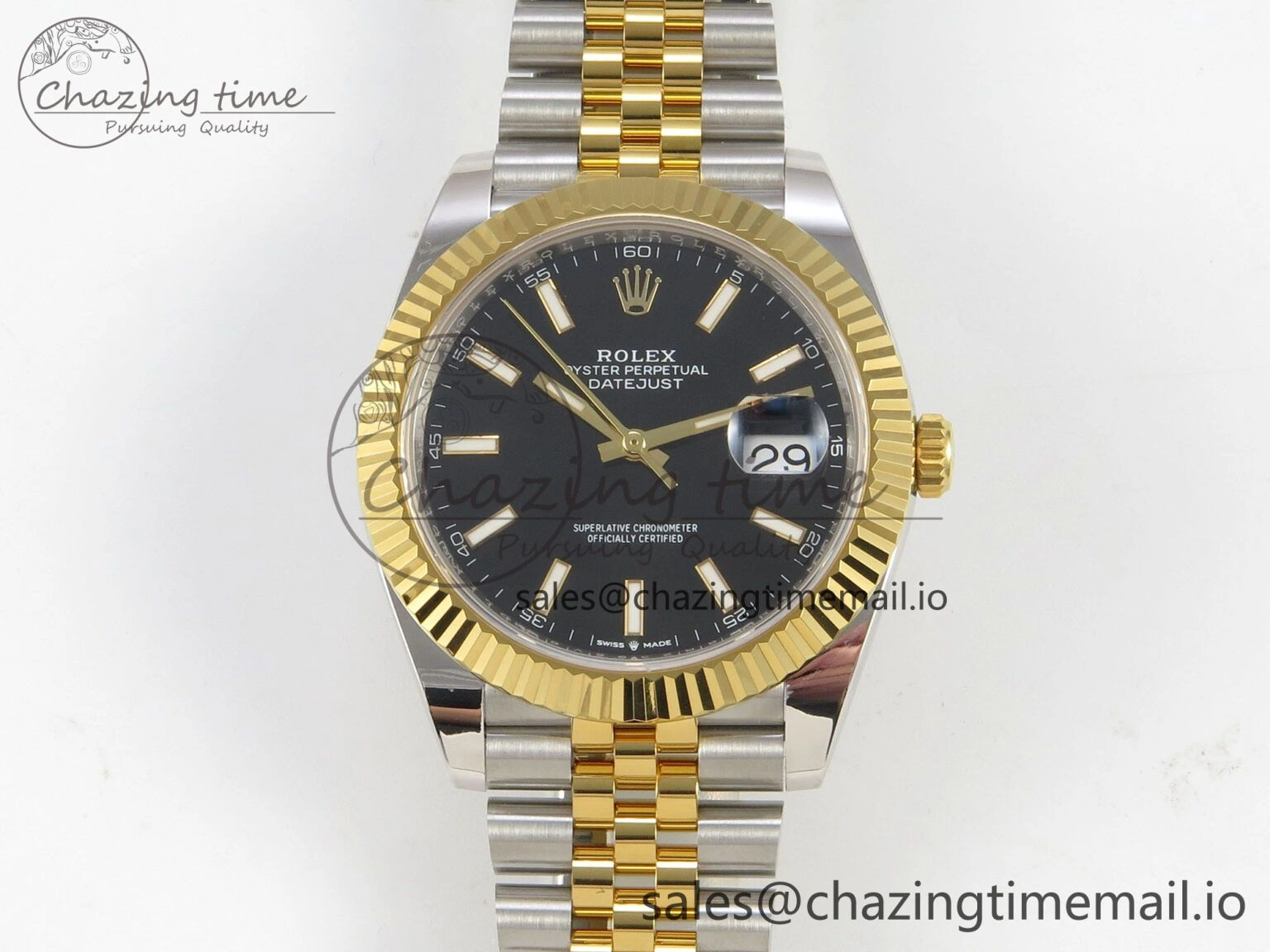 DateJust 41 126333 SS YG ARF 1:1 Best Edition Black Stick Dial on Jubilee Bracelet SH3235 (Weighted)