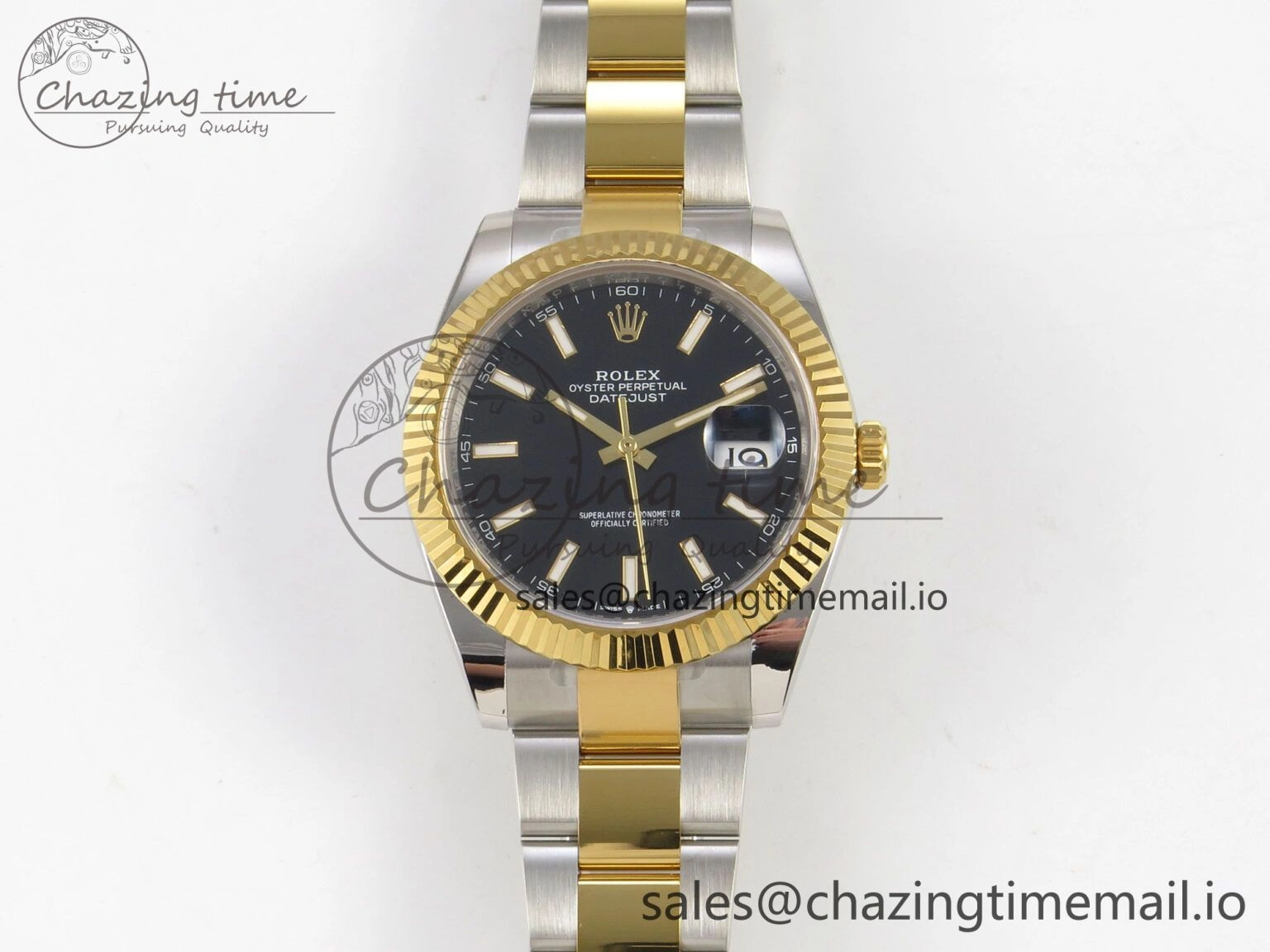 DateJust 41 126333 SS YG ARF 1:1 Best Edition Black Stick Dial on Oyster Bracelet SH3235 (Weighted)