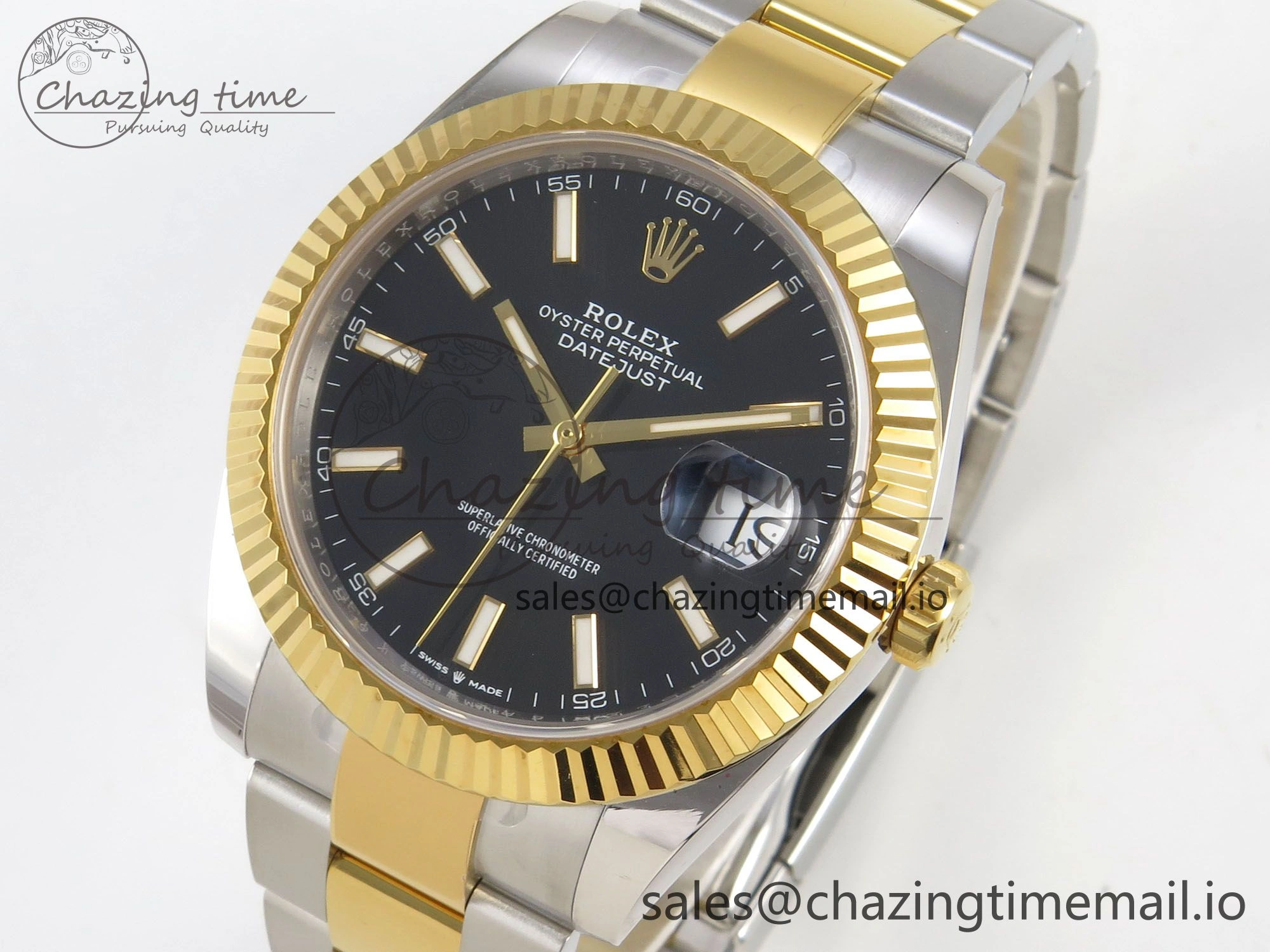 DateJust 41 126333 SS YG ARF 1:1 Best Edition Black Stick Dial on Oyster Bracelet SH3235 (Weighted)