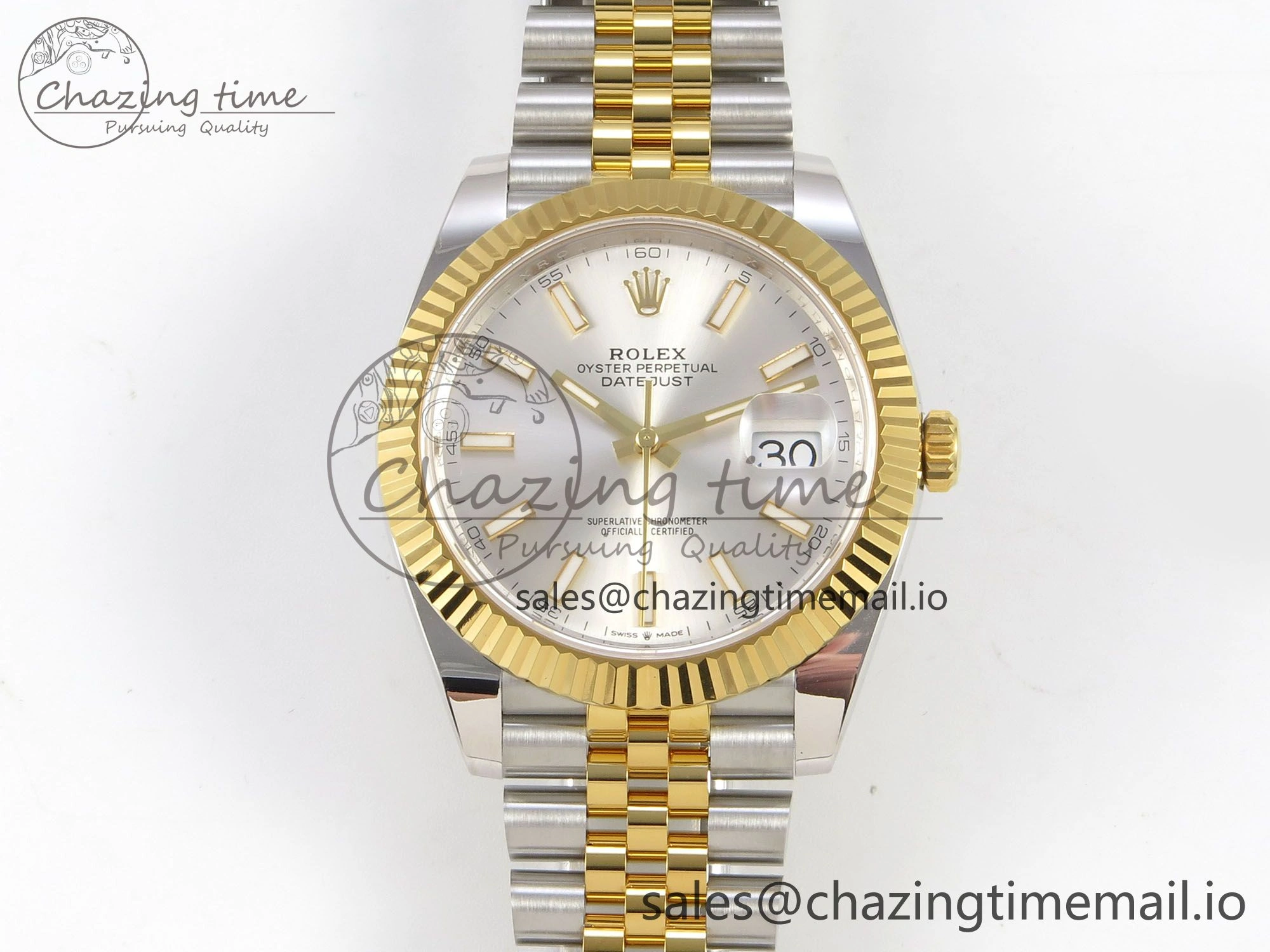 DateJust 41 126333 SS YG ARF 1:1 Best Edition Silver Stick Dial on Jubilee Bracelet SH3235 (Weighted)