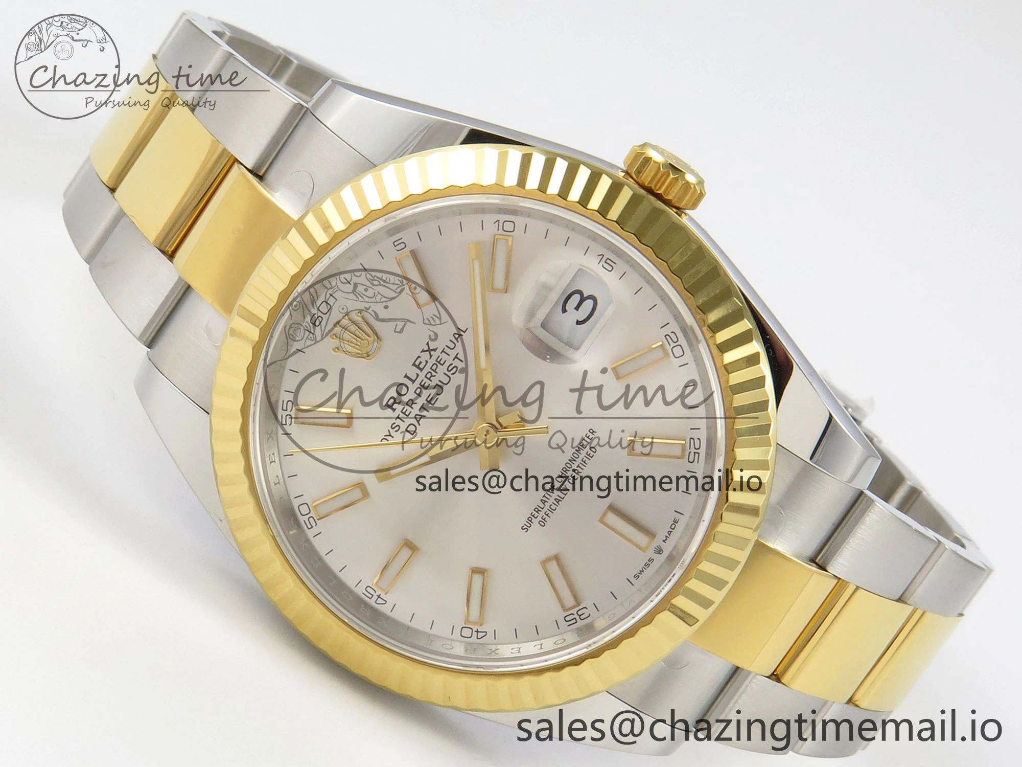 DateJust 41 126333 SS YG ARF 1:1 Best Edition Silver Stick Dial on Oyster Bracelet SH3235 (Weighted)
