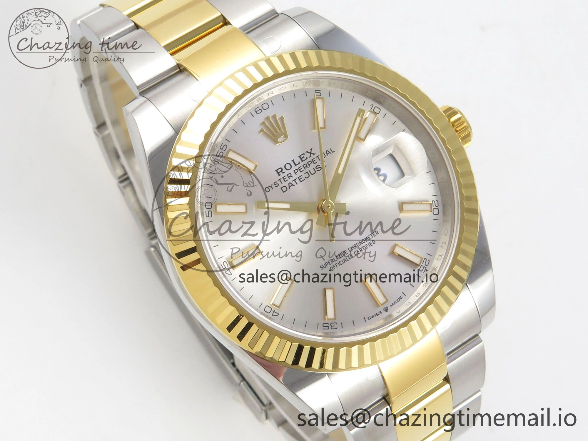 DateJust 41 126333 SS YG ARF 1:1 Best Edition Silver Stick Dial on Oyster Bracelet SH3235 (Weighted)
