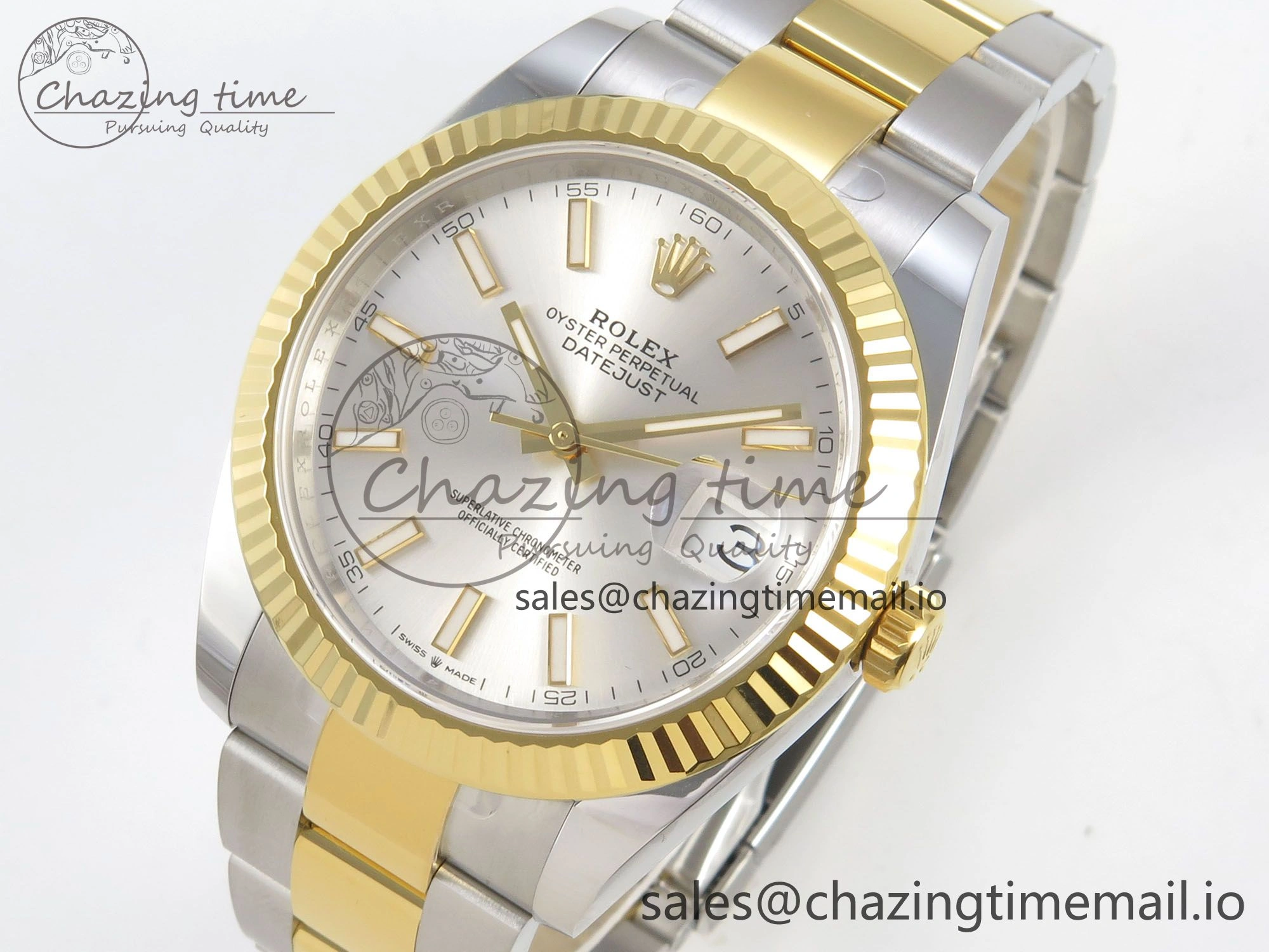 DateJust 41 126333 SS YG ARF 1:1 Best Edition Silver Stick Dial on Oyster Bracelet SH3235 (Weighted)