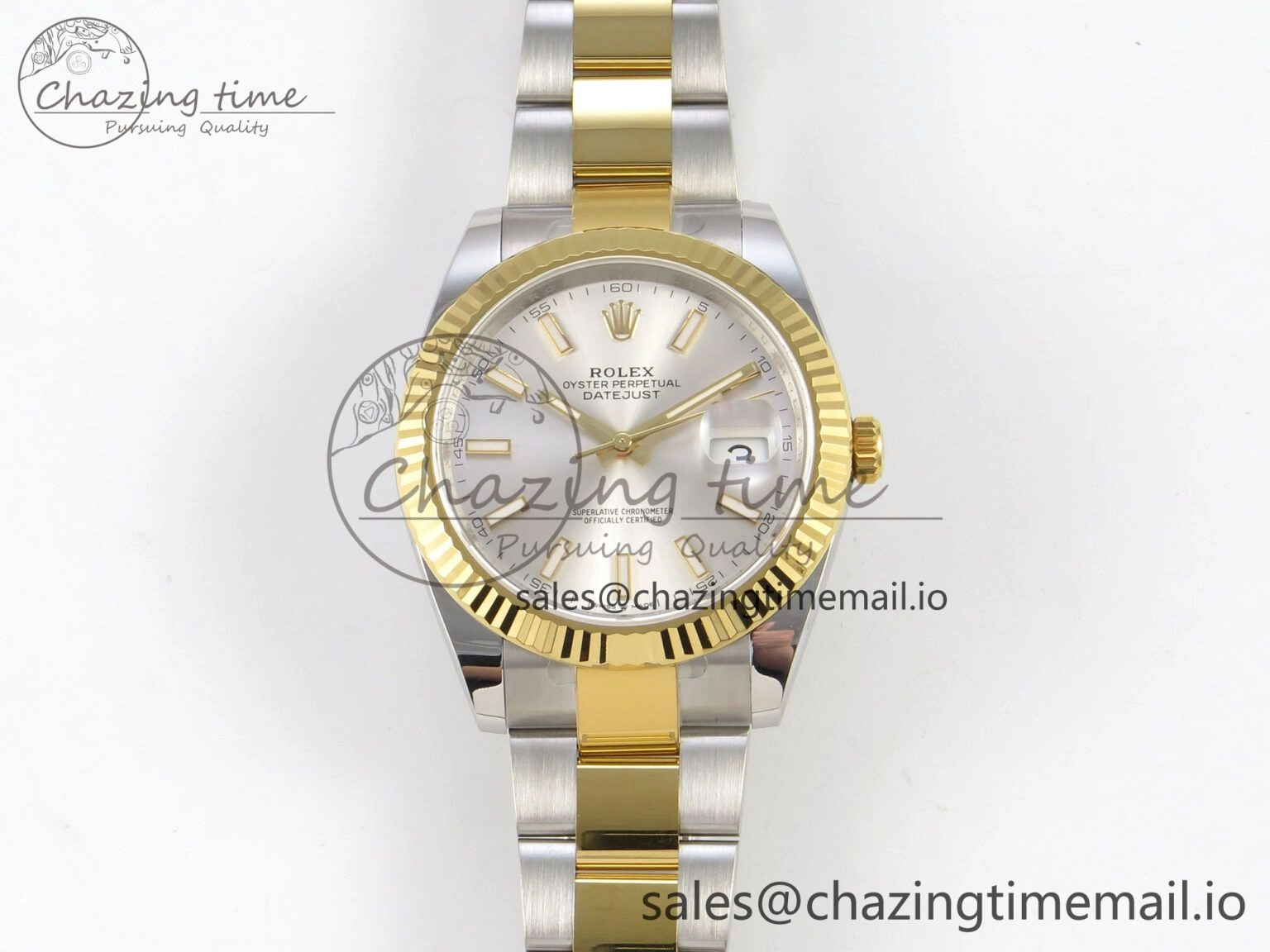 DateJust 41 126333 SS YG ARF 1:1 Best Edition Silver Stick Dial on Oyster Bracelet SH3235 (Weighted)