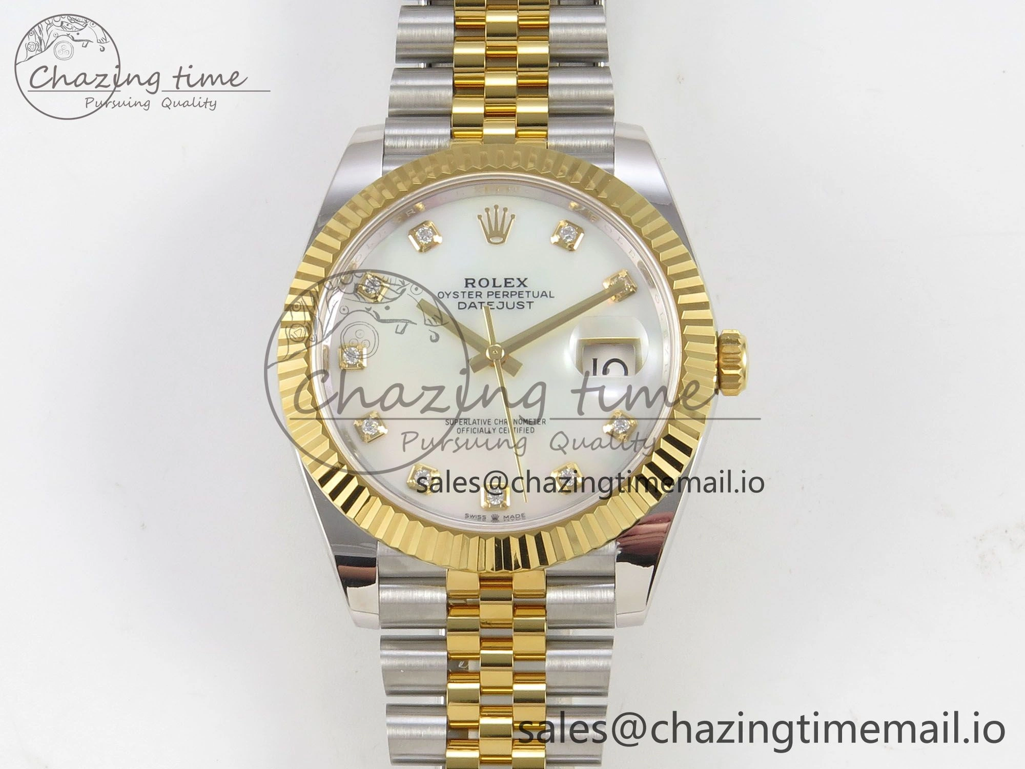 DateJust 41 126333 SS YG ARF 1:1 Best Edition White MOP Diamonds Dial on Jubilee Bracelet SH3235 (Weighted)