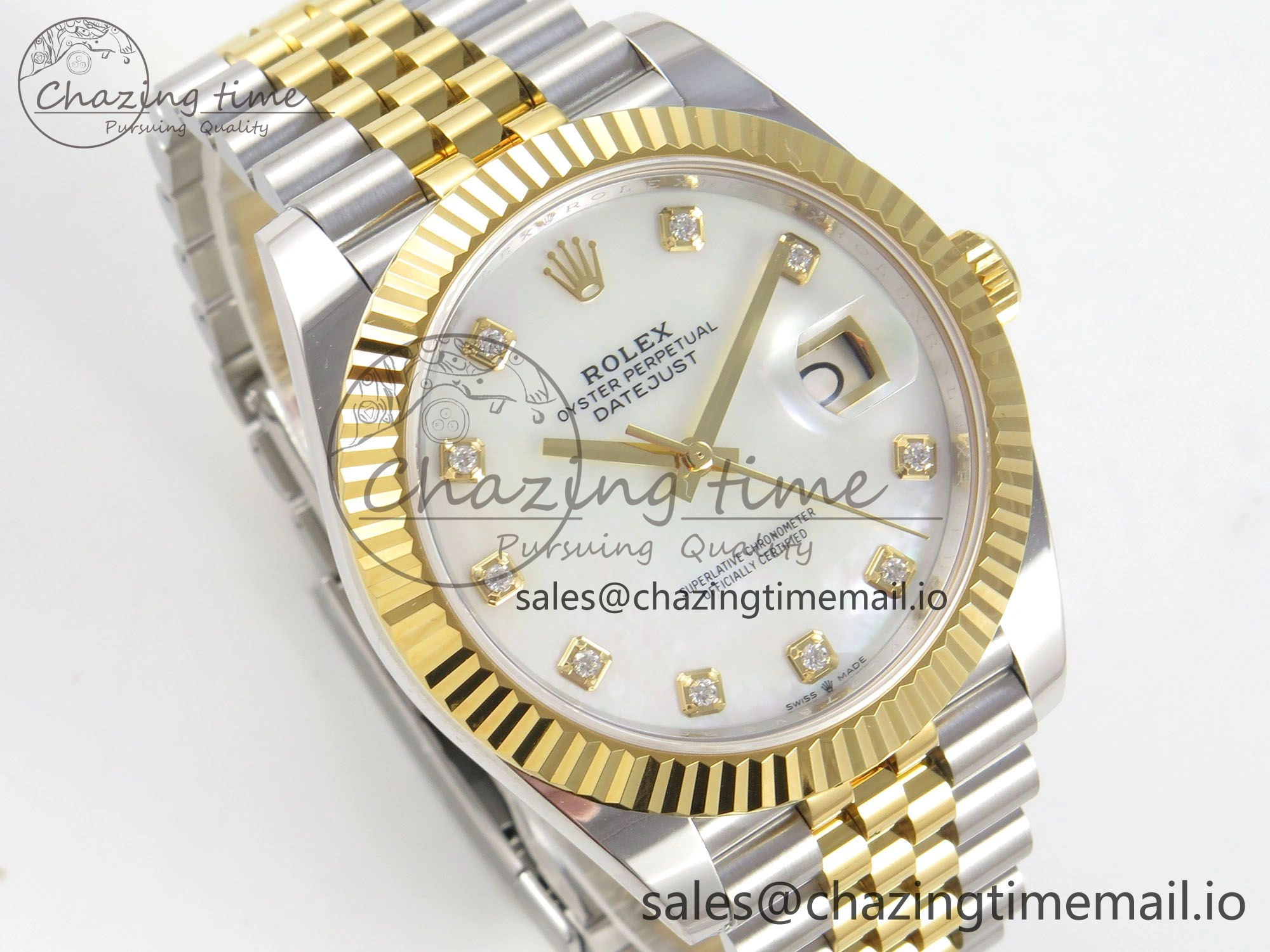 DateJust 41 126333 SS YG ARF 1:1 Best Edition White MOP Diamonds Dial on Jubilee Bracelet SH3235 (Weighted)