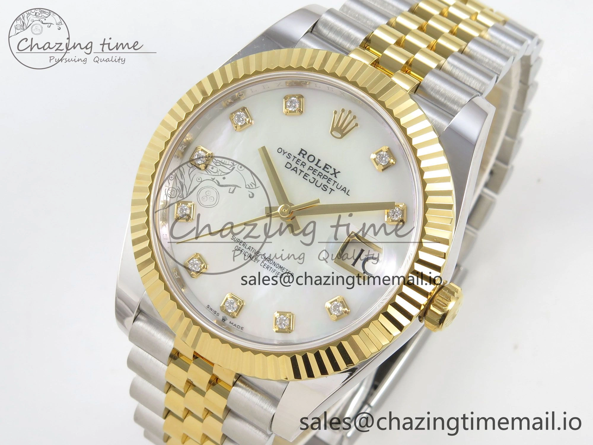 DateJust 41 126333 SS YG ARF 1:1 Best Edition White MOP Diamonds Dial on Jubilee Bracelet SH3235 (Weighted)