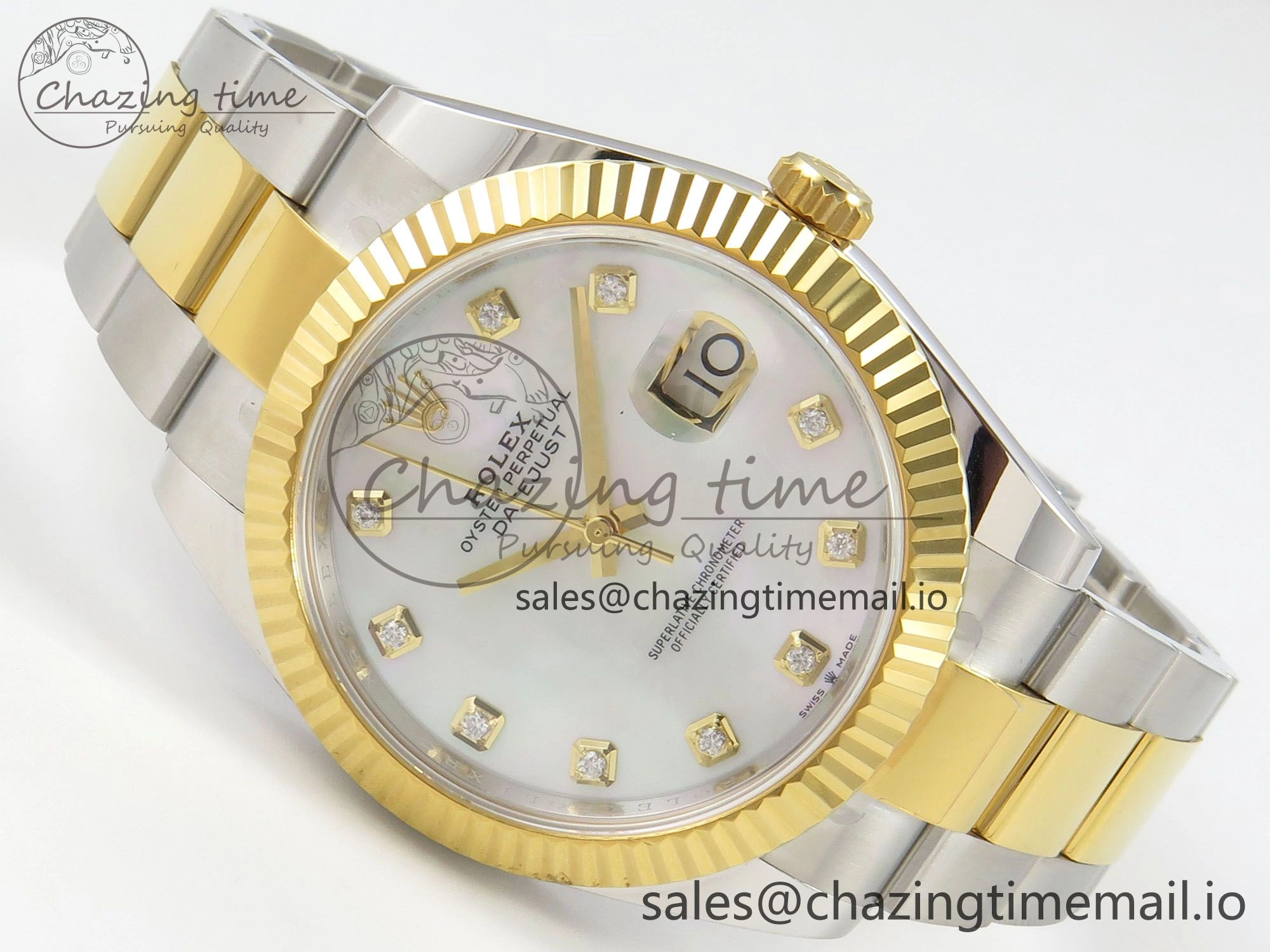DateJust 41 126333 SS YG ARF 1:1 Best Edition White MOP Diamonds Dial on Oyster Bracelet SH3235 (Weighted)